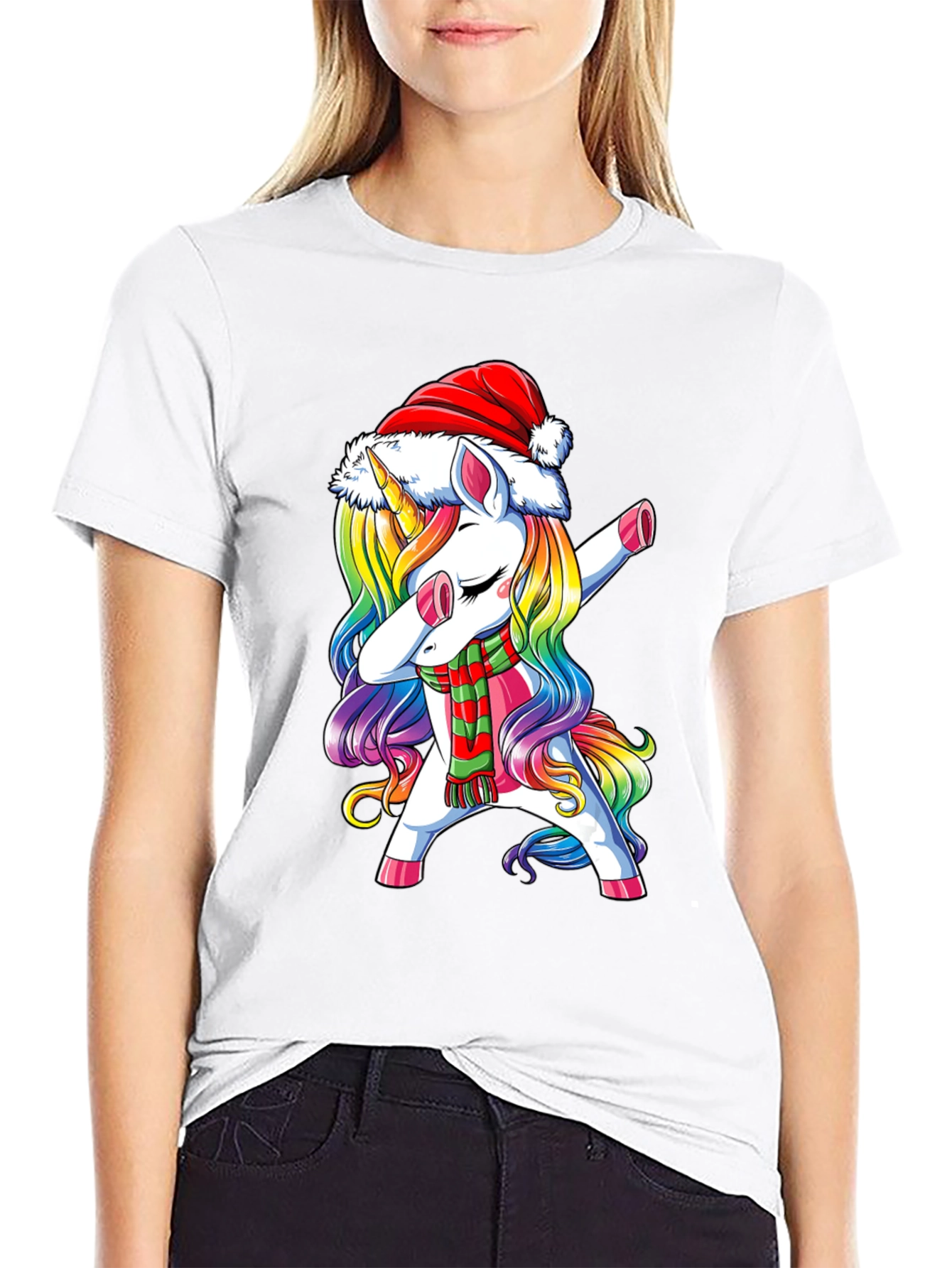 Black Christmas Unicorn Dabbing T-Shirt view 9