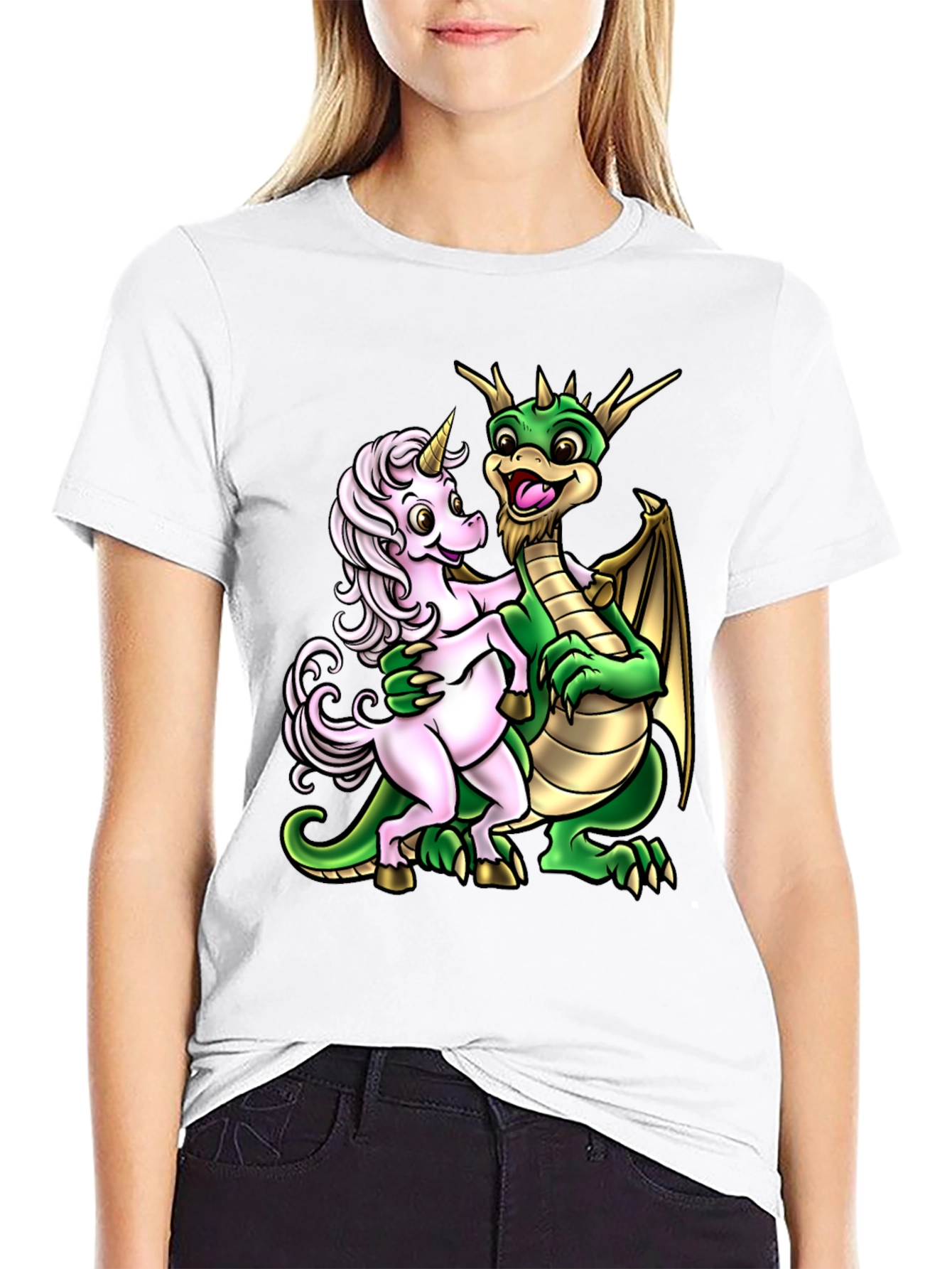 Black Dragon and Unicorn Graphic Tee view 9