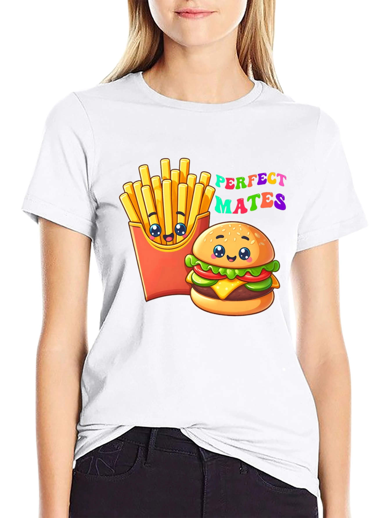 Black Perfect Mates Burger & Fries Graphic Tee view 9
