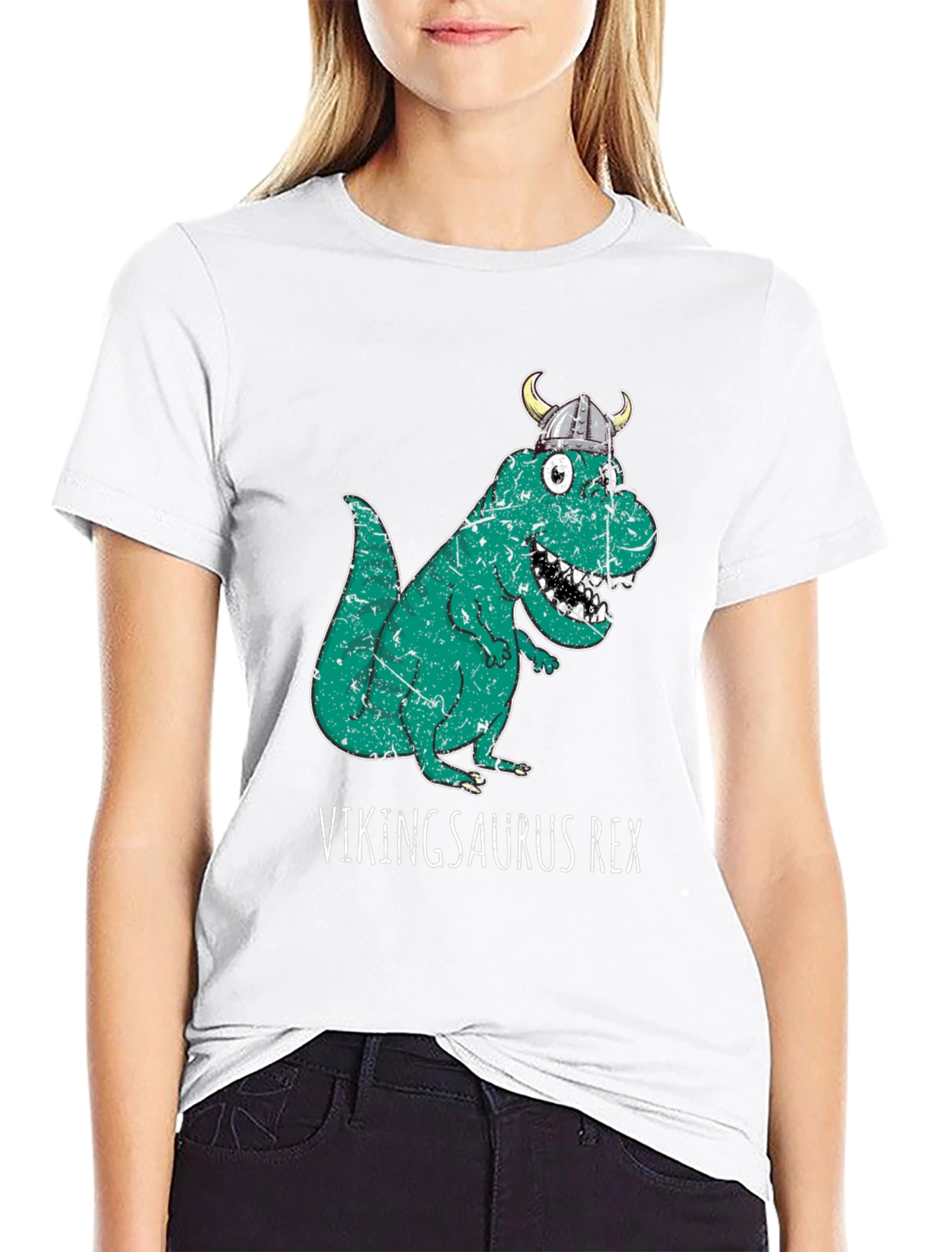 Black Vikingsaurus Rex T-Shirt - Novelty Dinosaur Tee view 9