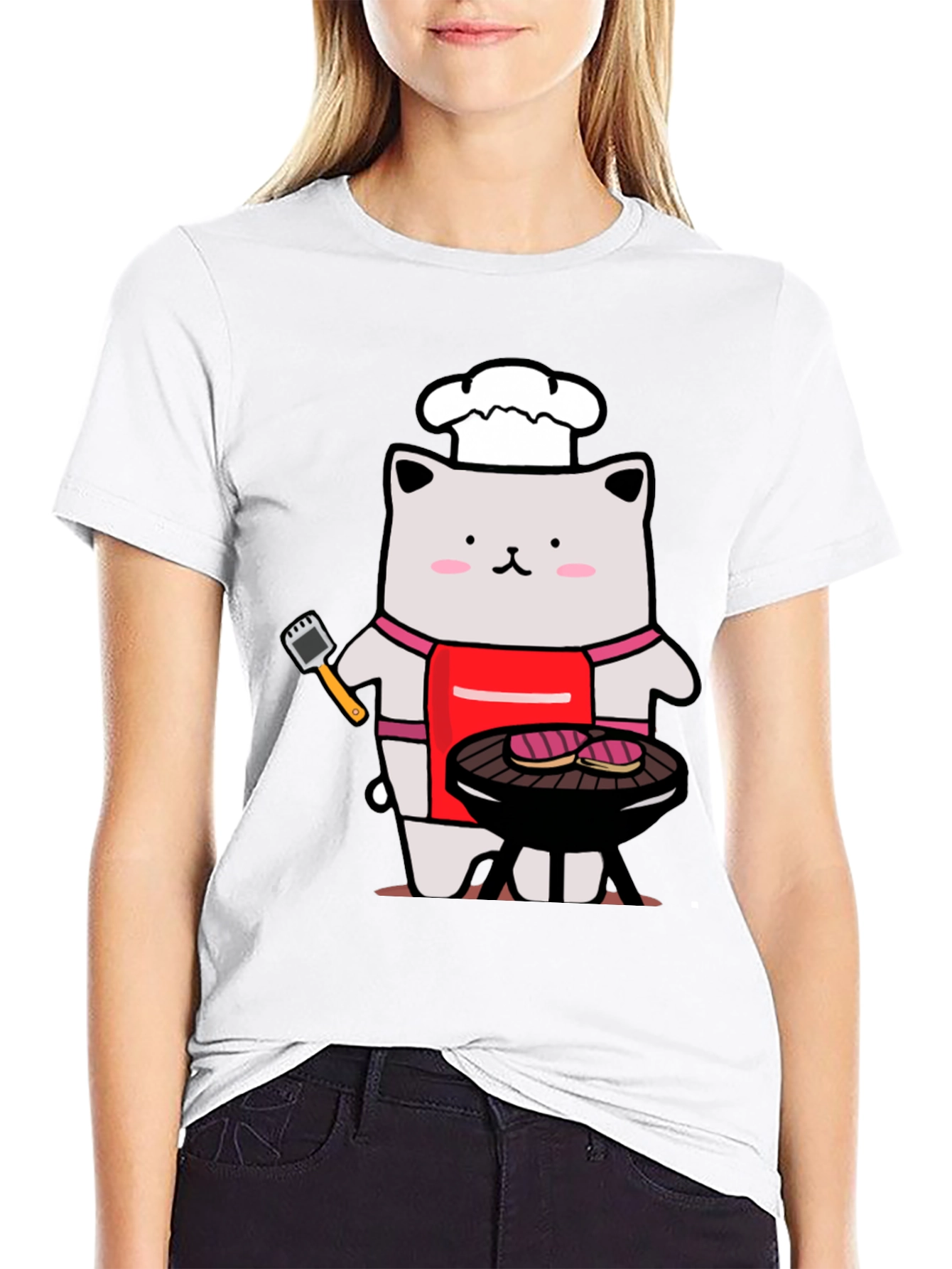 Black Chef Cat BBQ T-Shirt - Funny Grilling Tee view 9