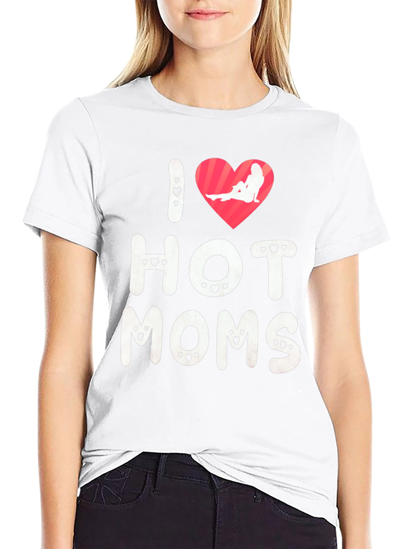 Black I Heart Hot Moms Graphic Tee - Novelty T-Shirt view 9