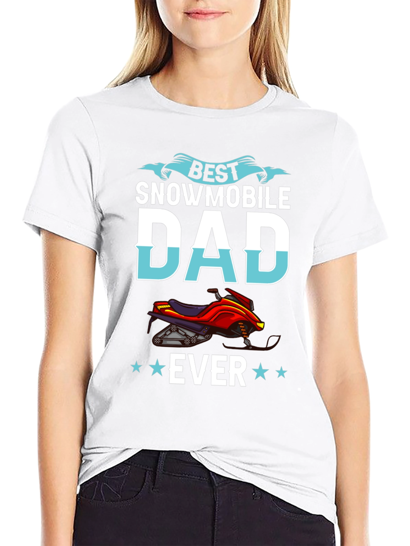 Black Best Snowmobile Dad Ever T-Shirt - Unique Gift view 9