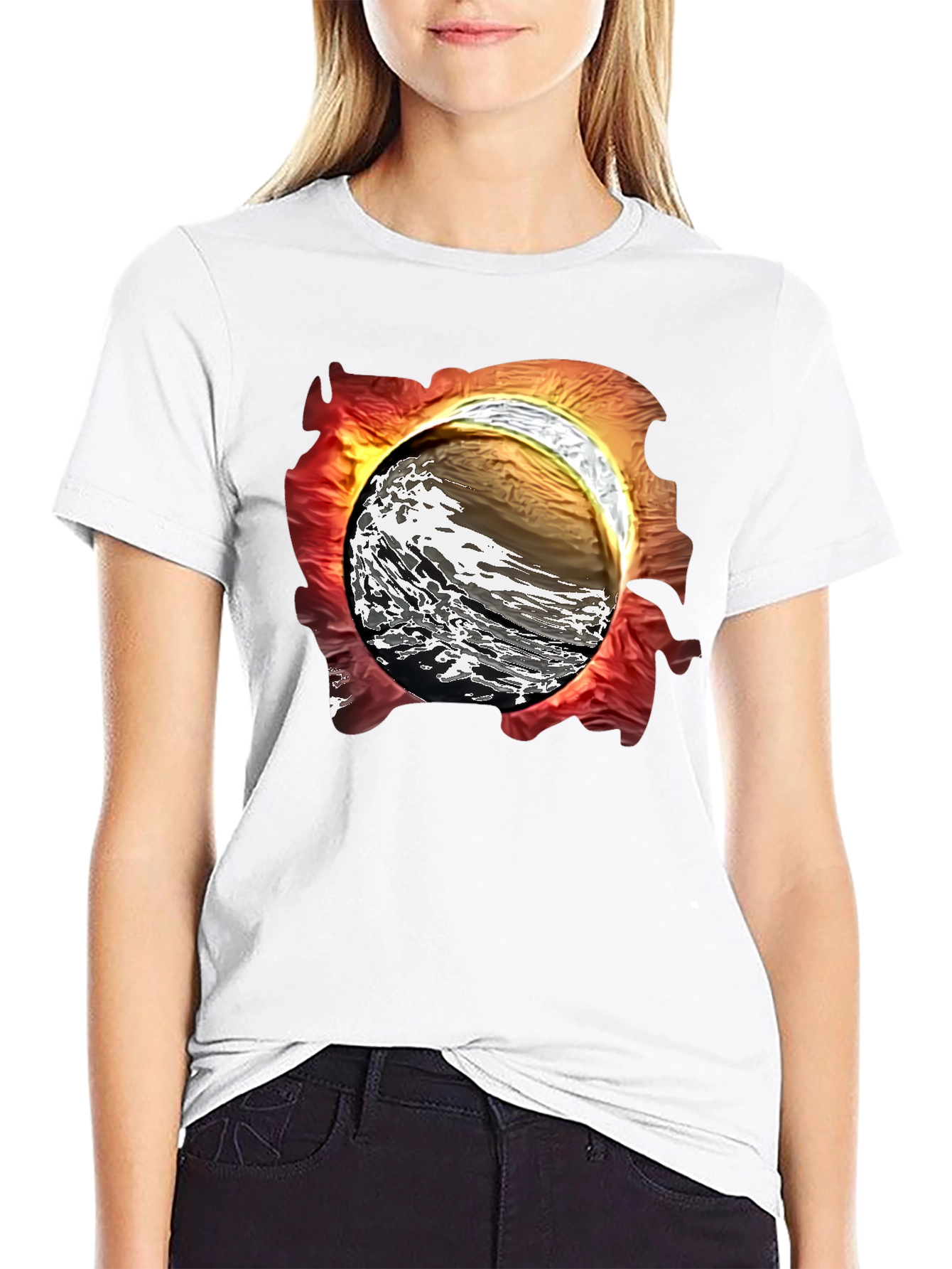 Black Abstract Wave Graphic T-Shirt view 9