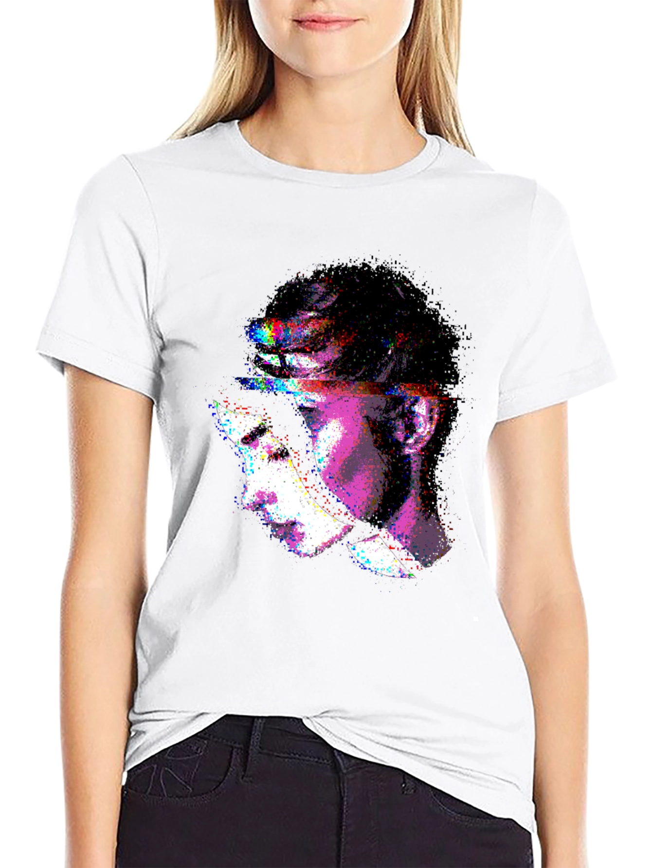 Black Abstract Face Graphic Black T-Shirt view 9