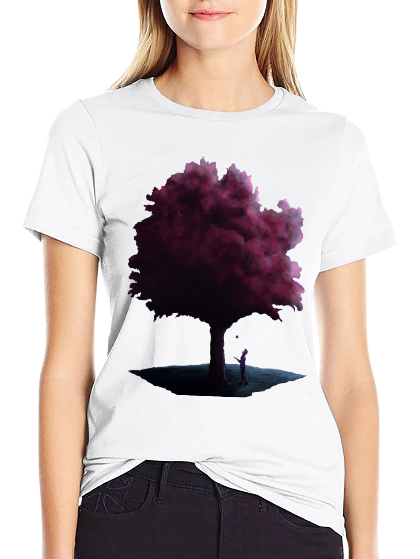 Mystic Tree Graphic Tee - Black Cotton Blend - 9