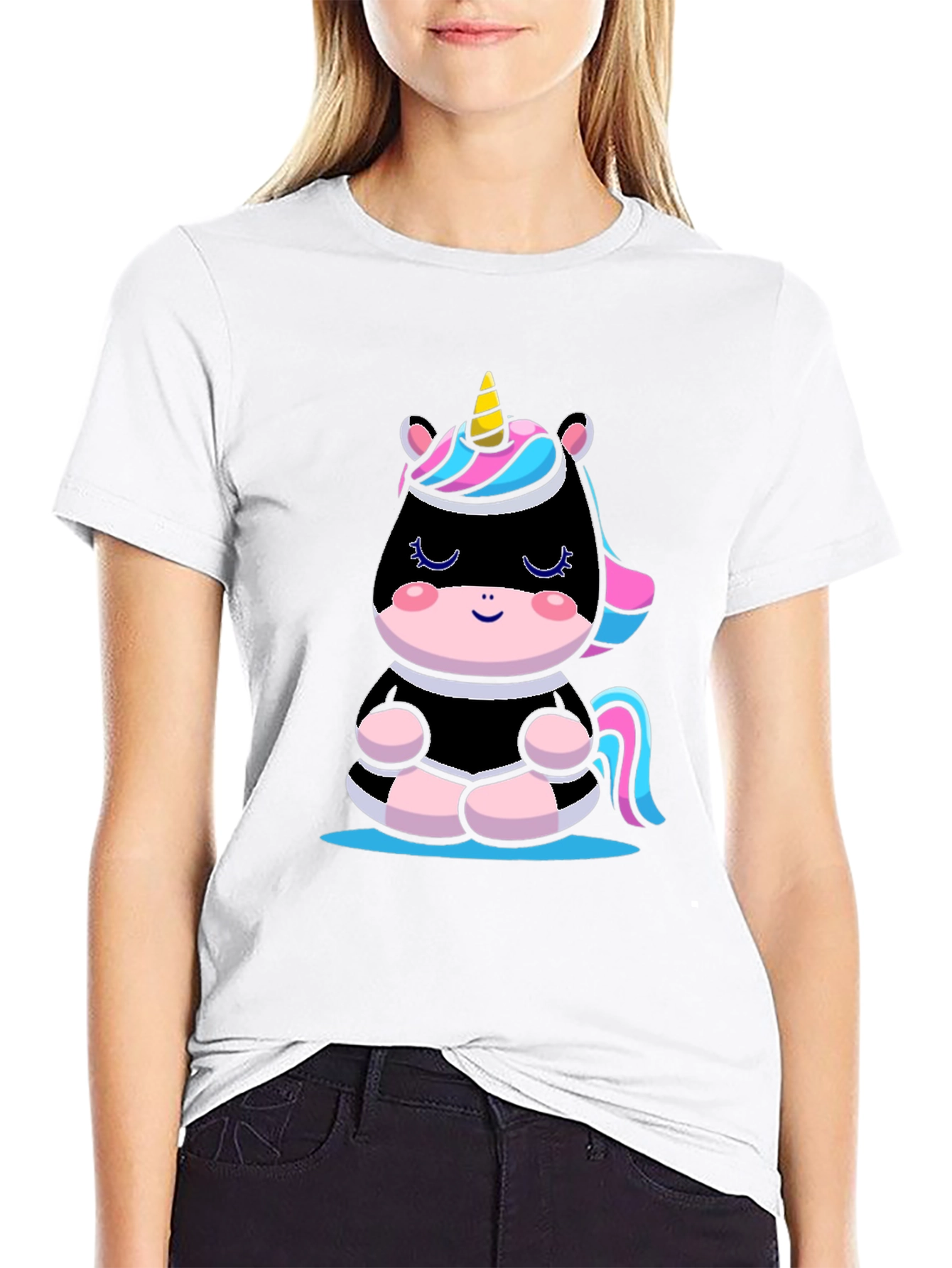 Black Meditating Unicorn T-Shirt - Black view 9