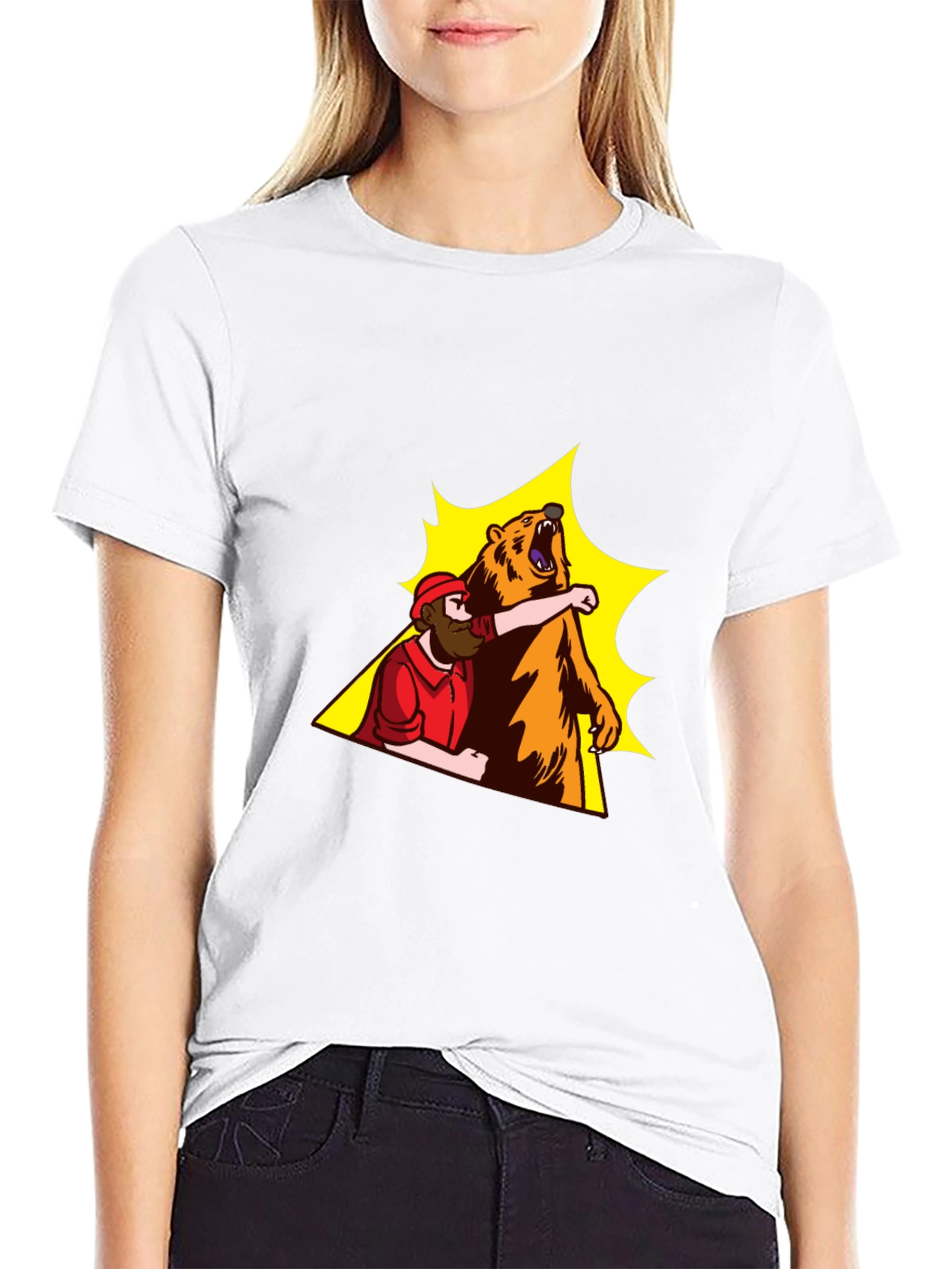 Black Man vs Bear T-Shirt, Funny Graphic Tee view 9