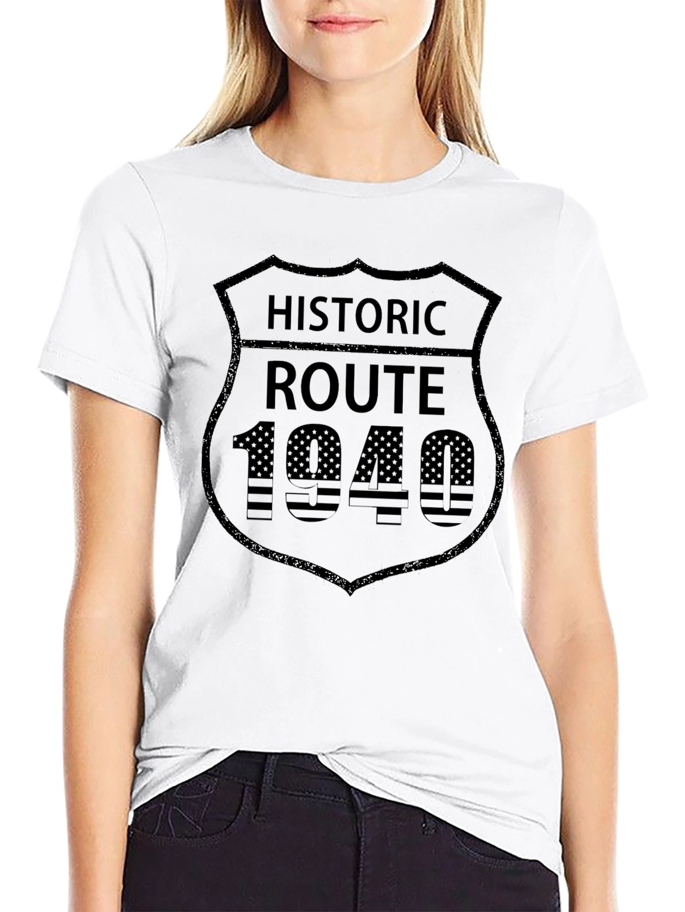 Black Historic Route 1040 Shield T-Shirt - Black view 9