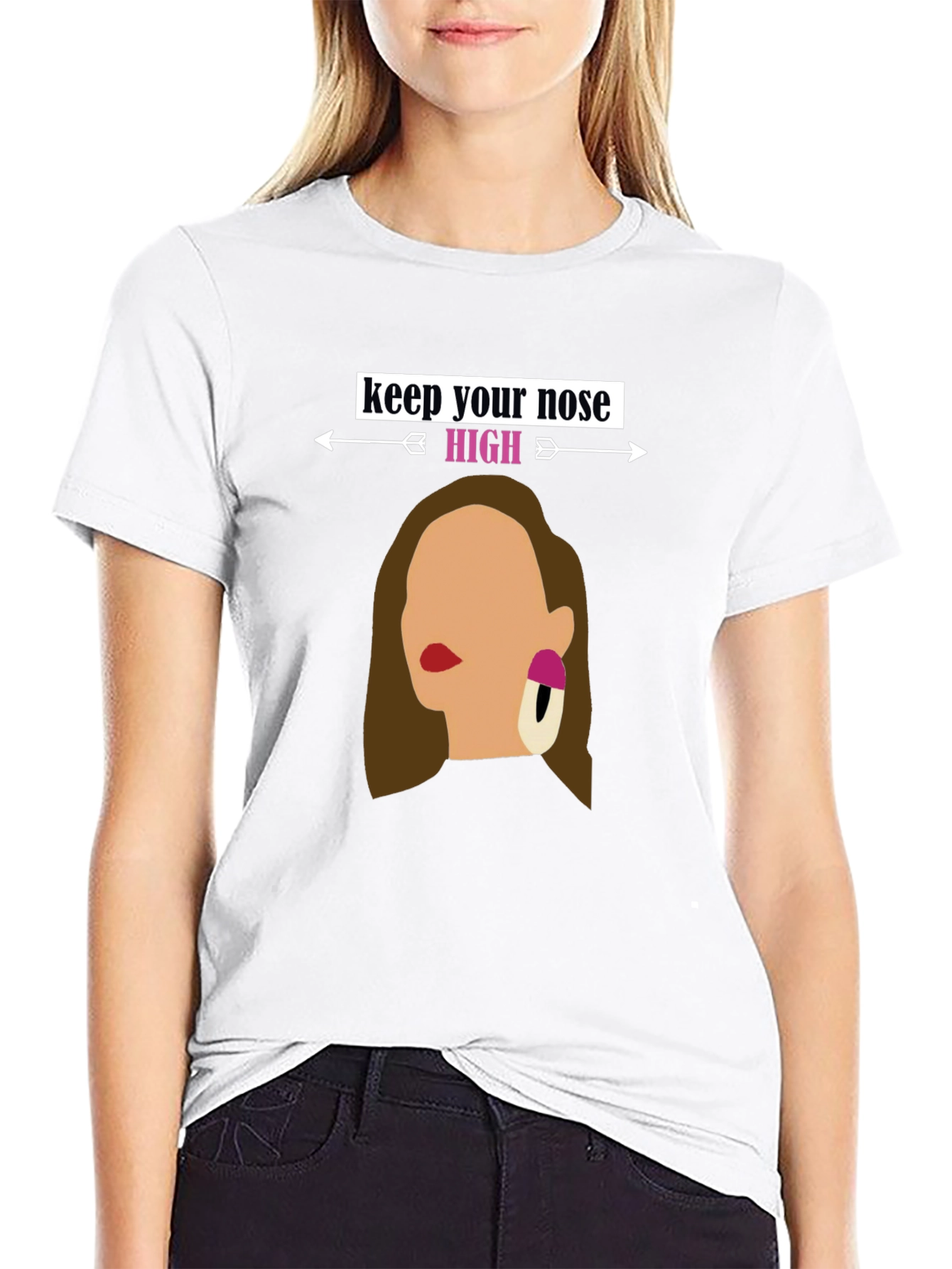 Black Keep Your Nose High Graphic Tee - Stylish Statement Shirt view 9
