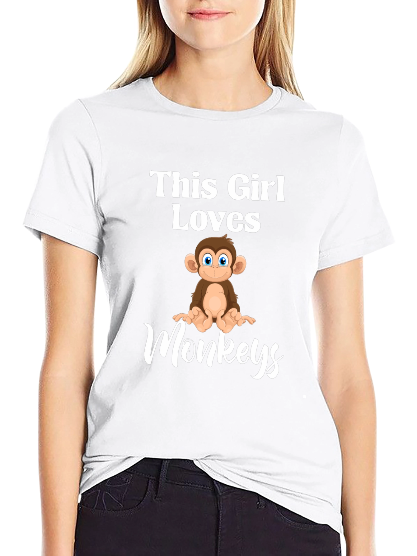 Black This Girl Loves Monkeys T-Shirt Funny Monkey Lover Tee view 9