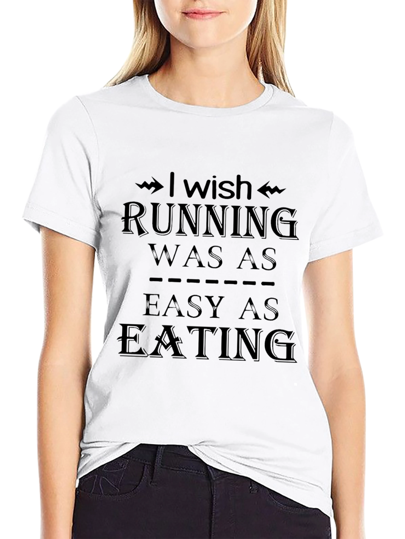 Black Funny Running T-Shirt: Wish Running Was Easy view 9