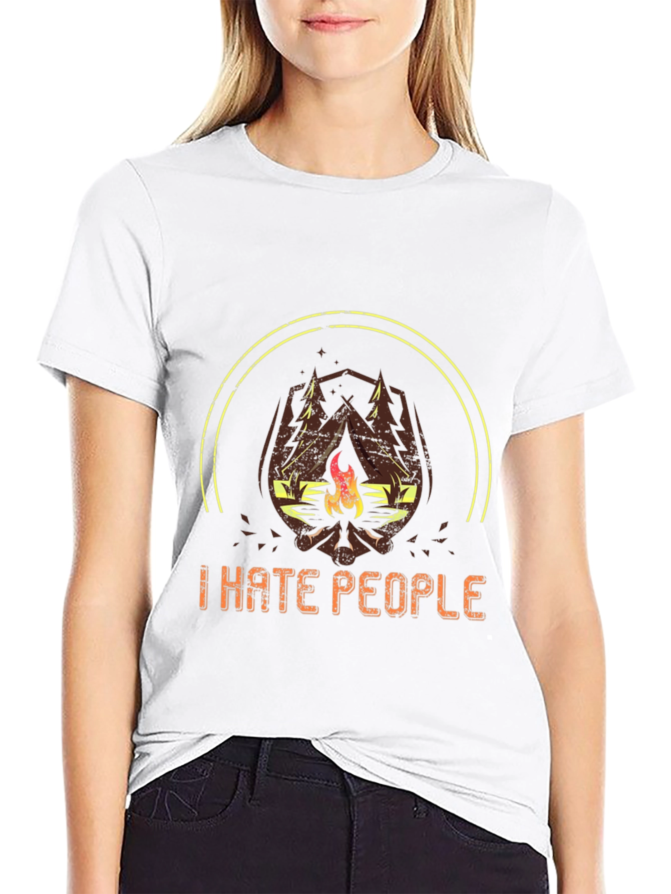 Black I Hate People Camping T-Shirt - Funny Outdoor Tee view 9