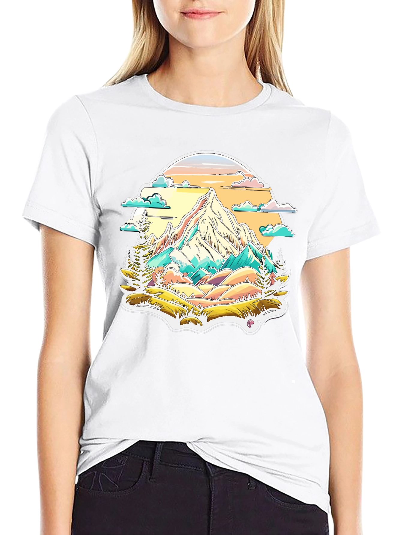 Black Mountain Scene Graphic Tee - Nature Lover's T-Shirt view 9