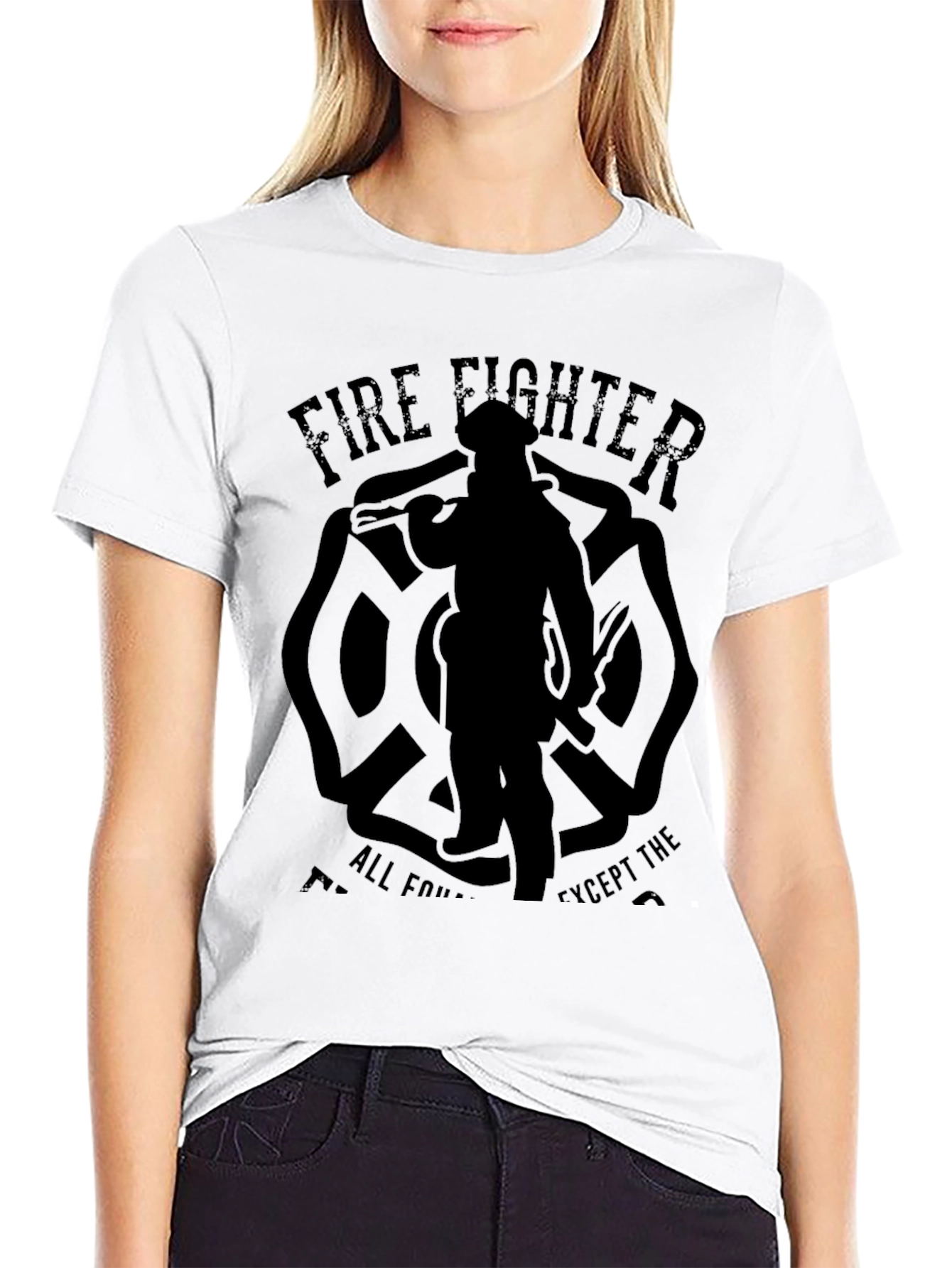 Black Firefighter Graphic Tee - Maltese Cross Design view 9