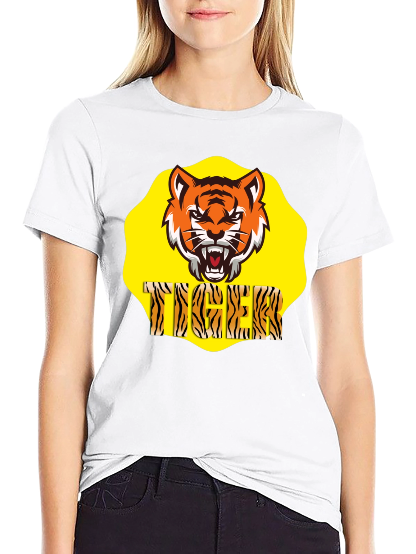 Black Tiger Graphic Black T-Shirt view 9