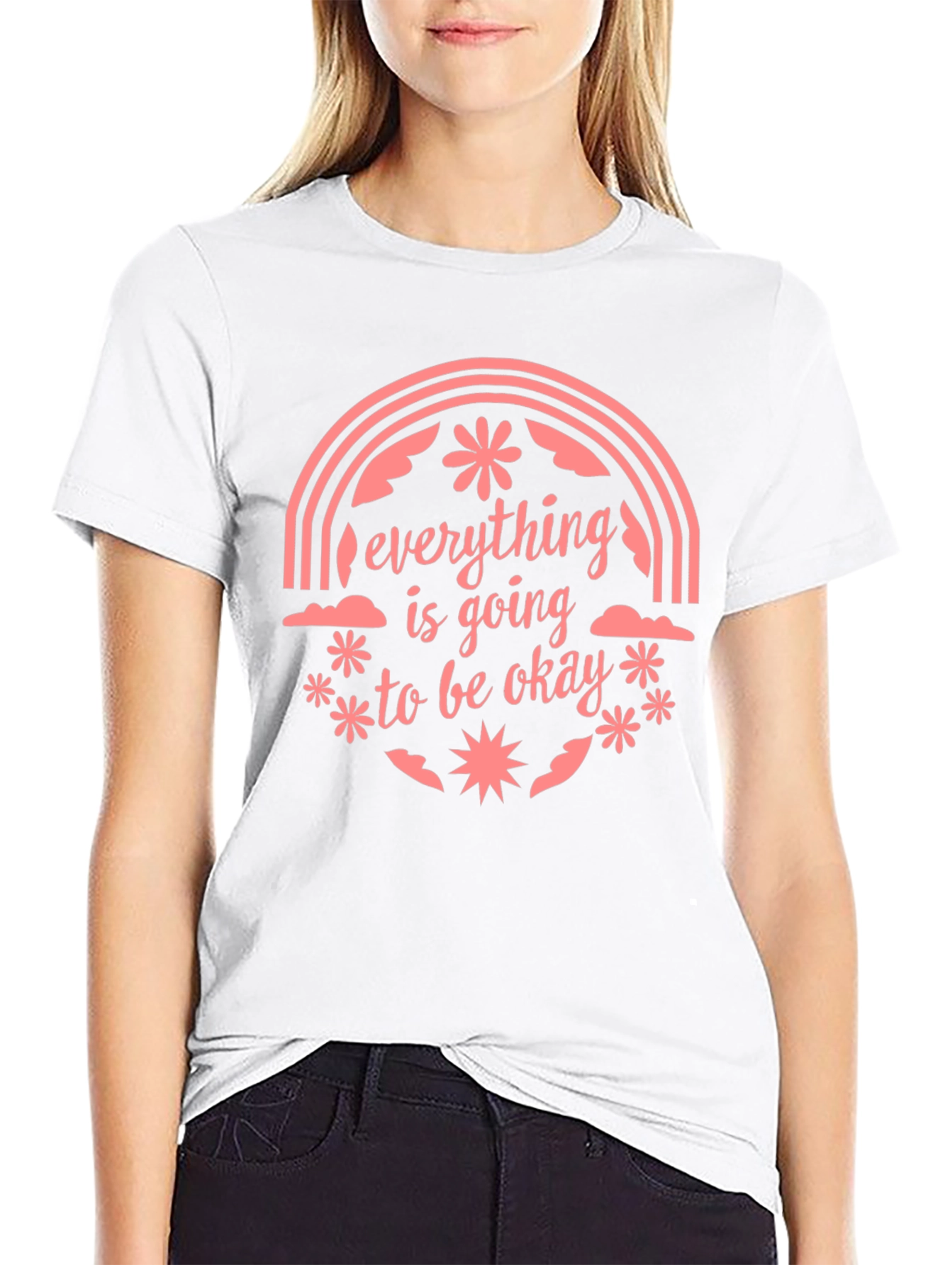 Black Optimistic Graphic Tee: "Everything Is Going To Be Okay" view 9