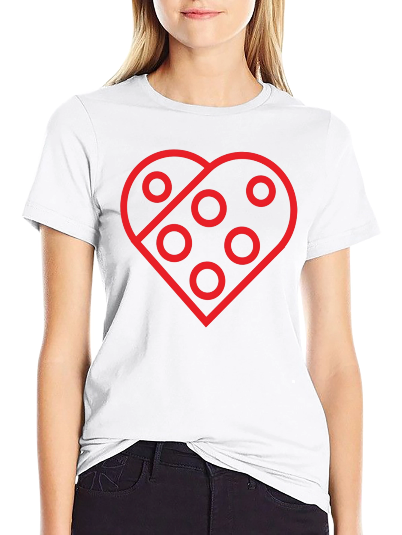 Black Heart with Circles Graphic T-Shirt - Black view 9