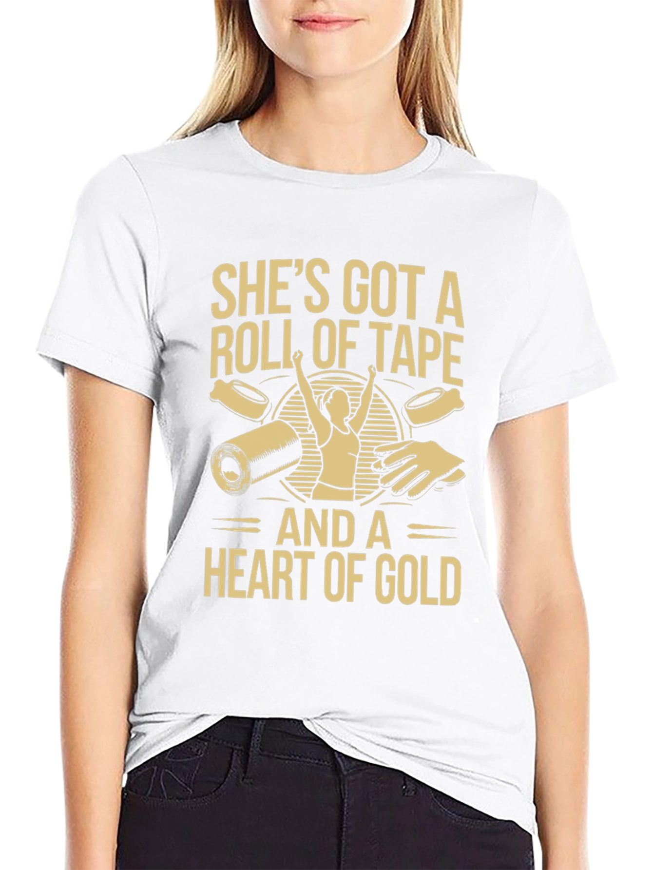 Black Roll of Tape and Heart of Gold Black T-Shirt view 9