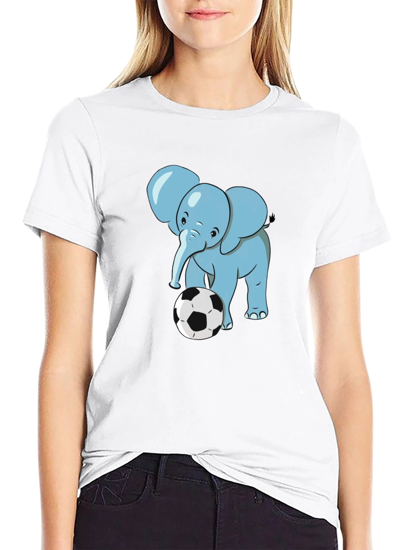 Black Elephant Soccer T-Shirt - Black Cotton Tee view 9