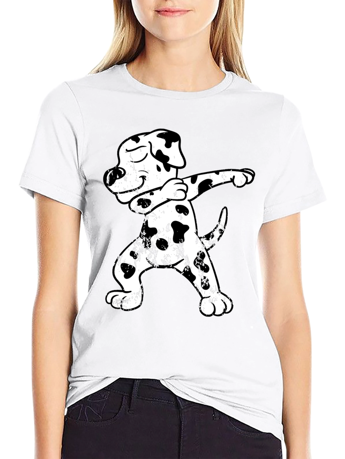 Black Dabbing Dalmatian T-Shirt - Funny Dog Tee view 9
