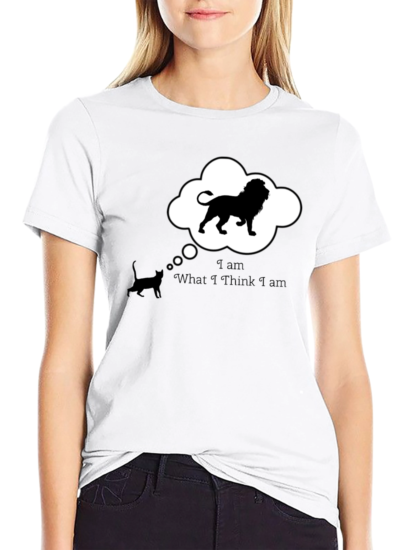 Black Funny 'Lion Inside' Black T-Shirt view 9