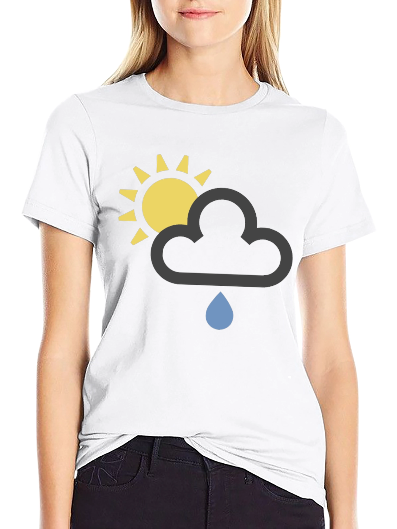 Black Weather Graphic T-Shirt - Sun, Cloud, Rain view 9