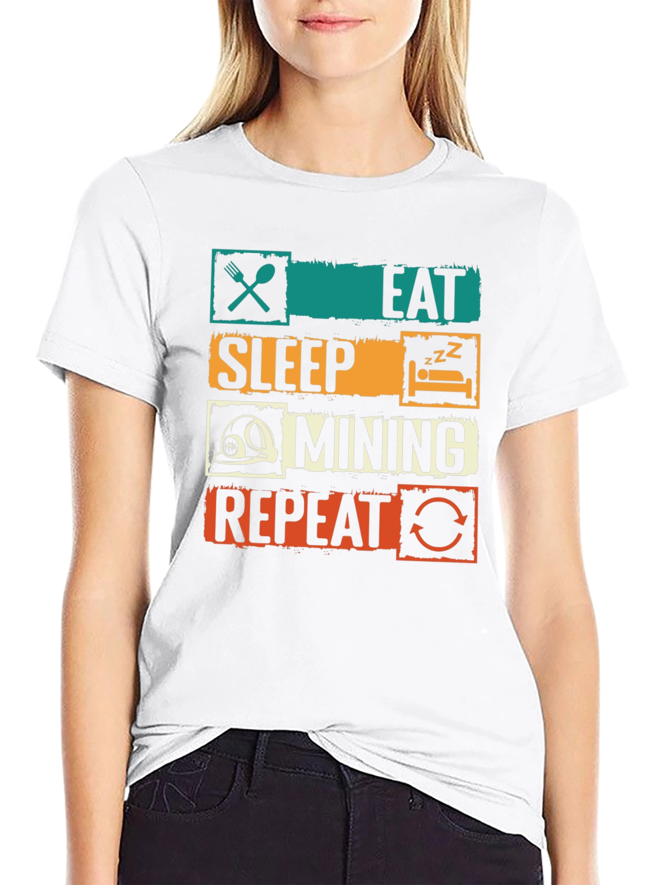Black Eat Sleep Mining Repeat T-Shirt view 9