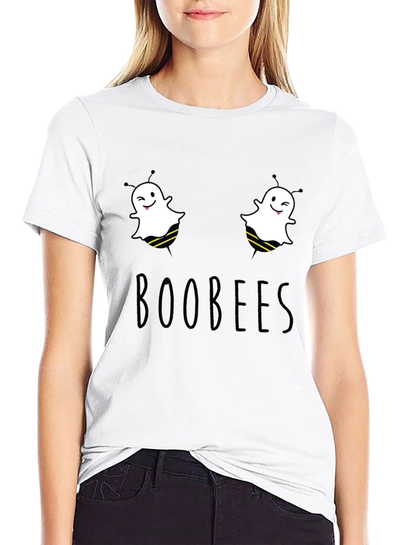 Black Boobees Graphic Tee - Funny Ghost Bee Pun T-Shirt view 9