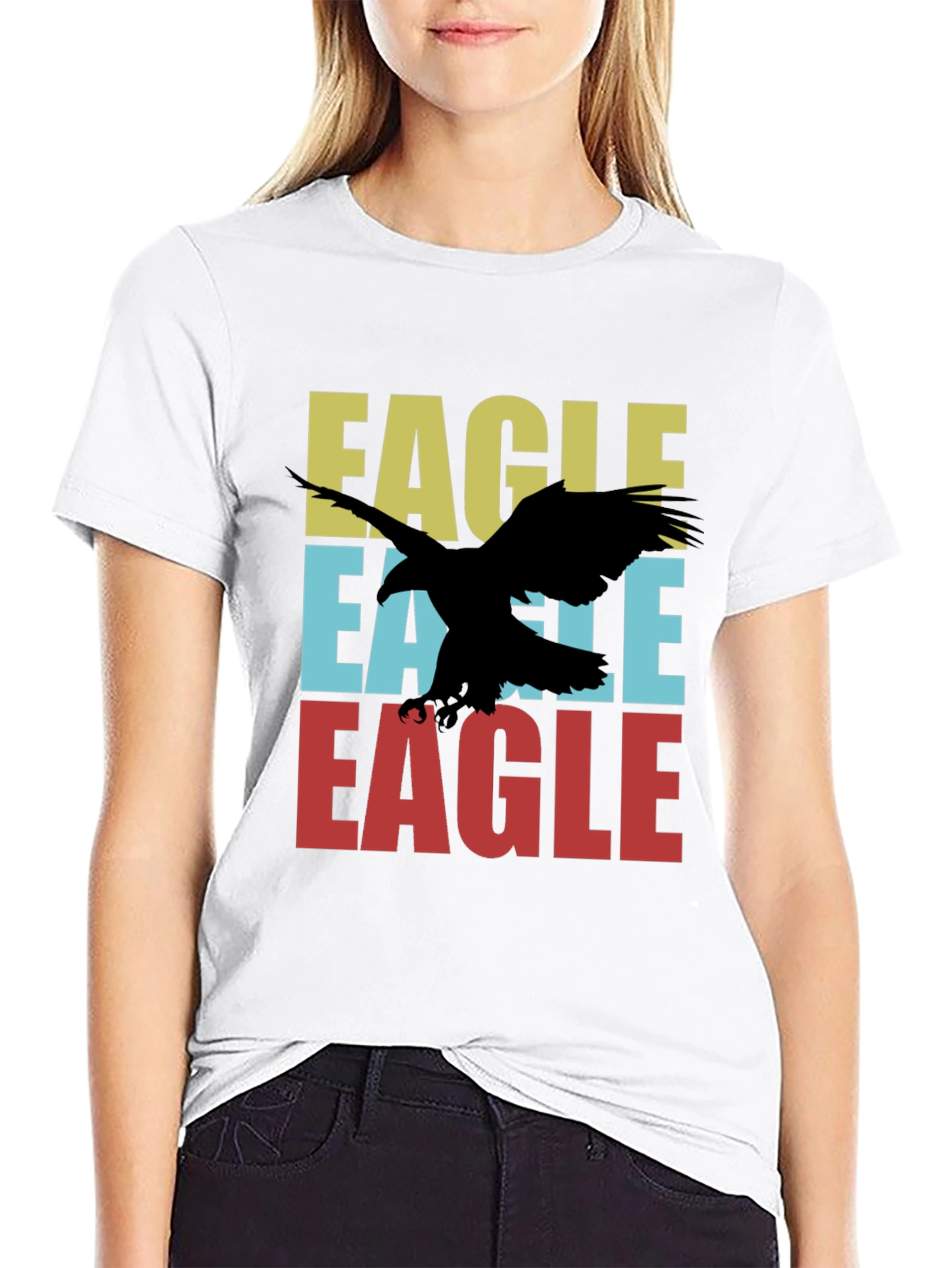 Black Retro Eagle Graphic Tee - Cool Bird Lover Design view 9