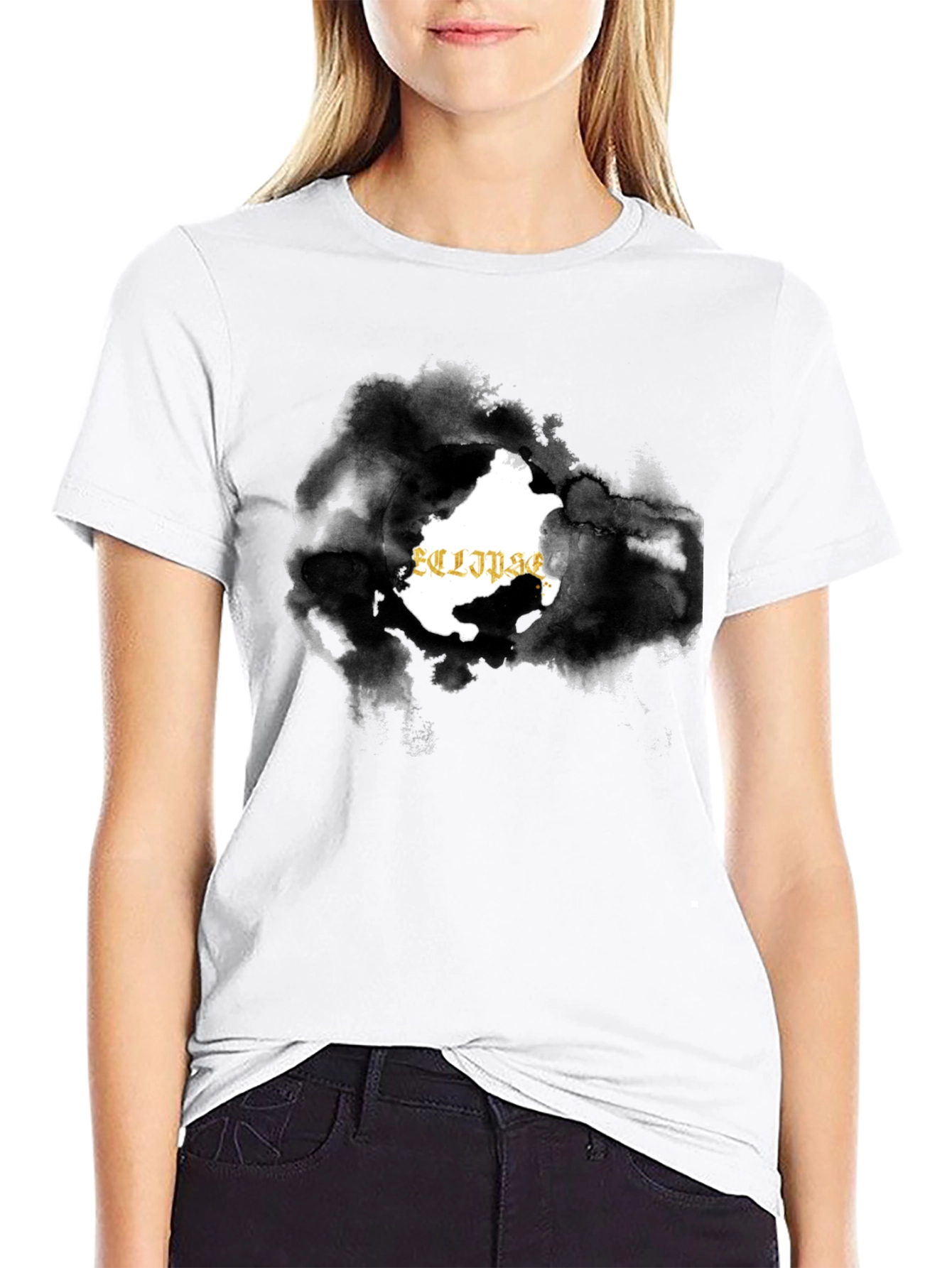 Black Eclipse Graphic Black T-Shirt for Men view 9