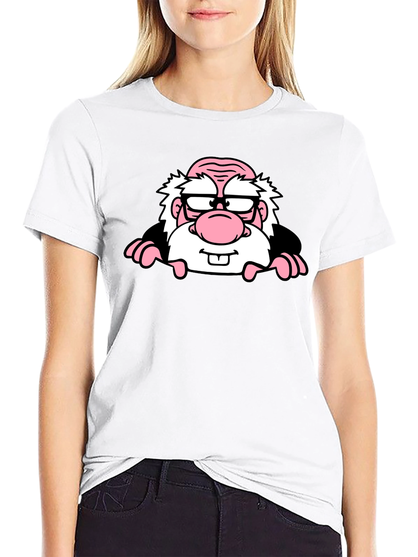 Black Cartoon Character Graphic Print Black T-Shirt view 9
