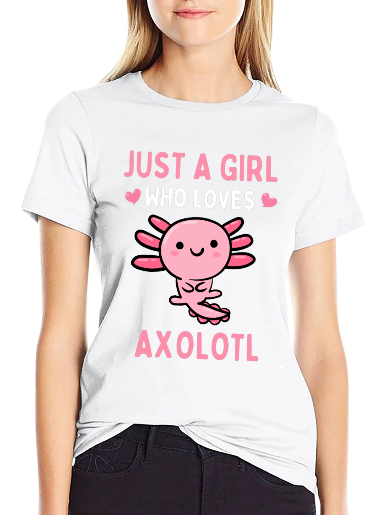 Black Just A Girl Who Loves Axolotls T-Shirt view 9