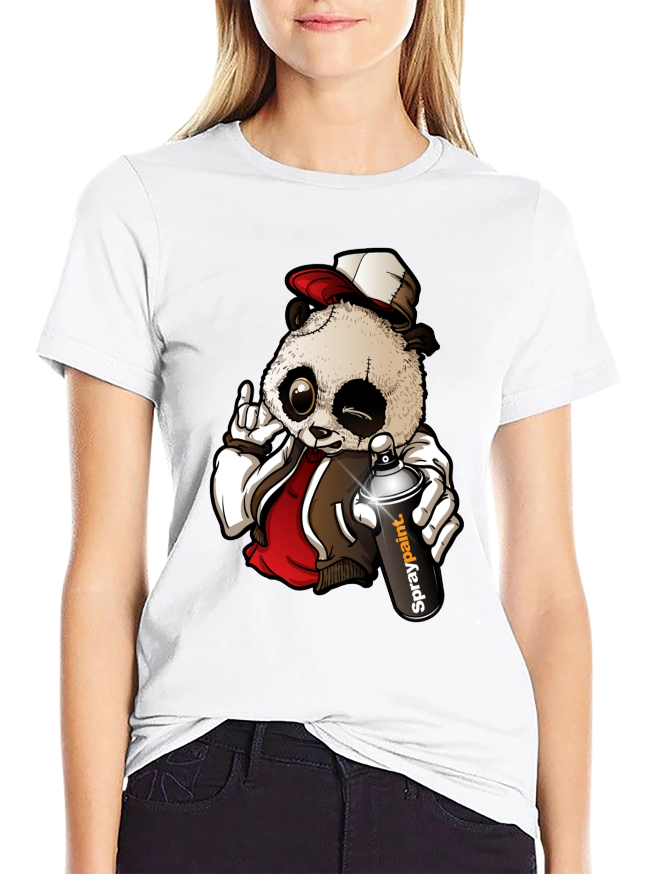 Black Cool Panda Graffiti Artist T-Shirt view 9