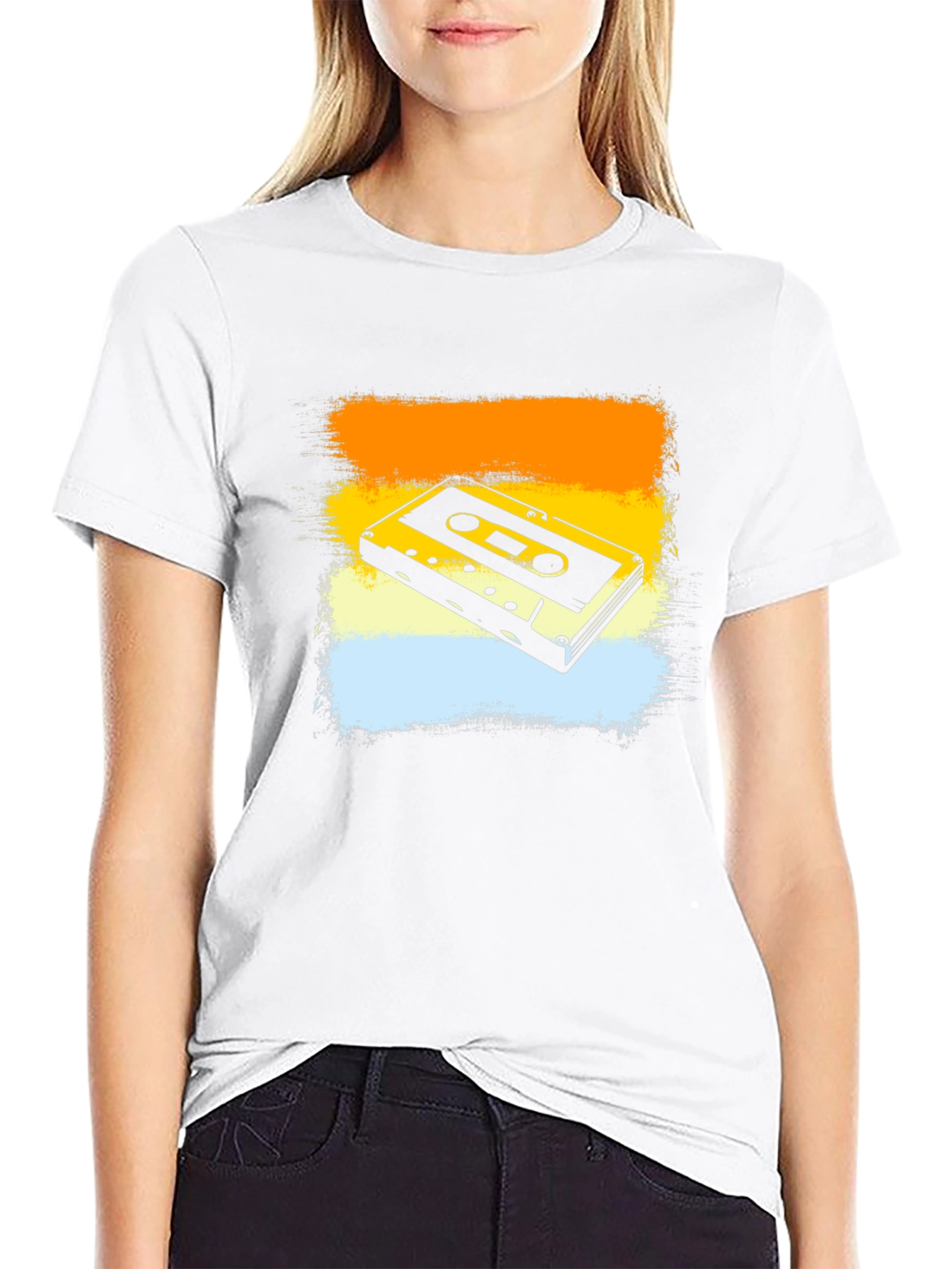 Black Retro Cassette Tape Graphic Tee - Vintage Style Black T-Shirt view 9