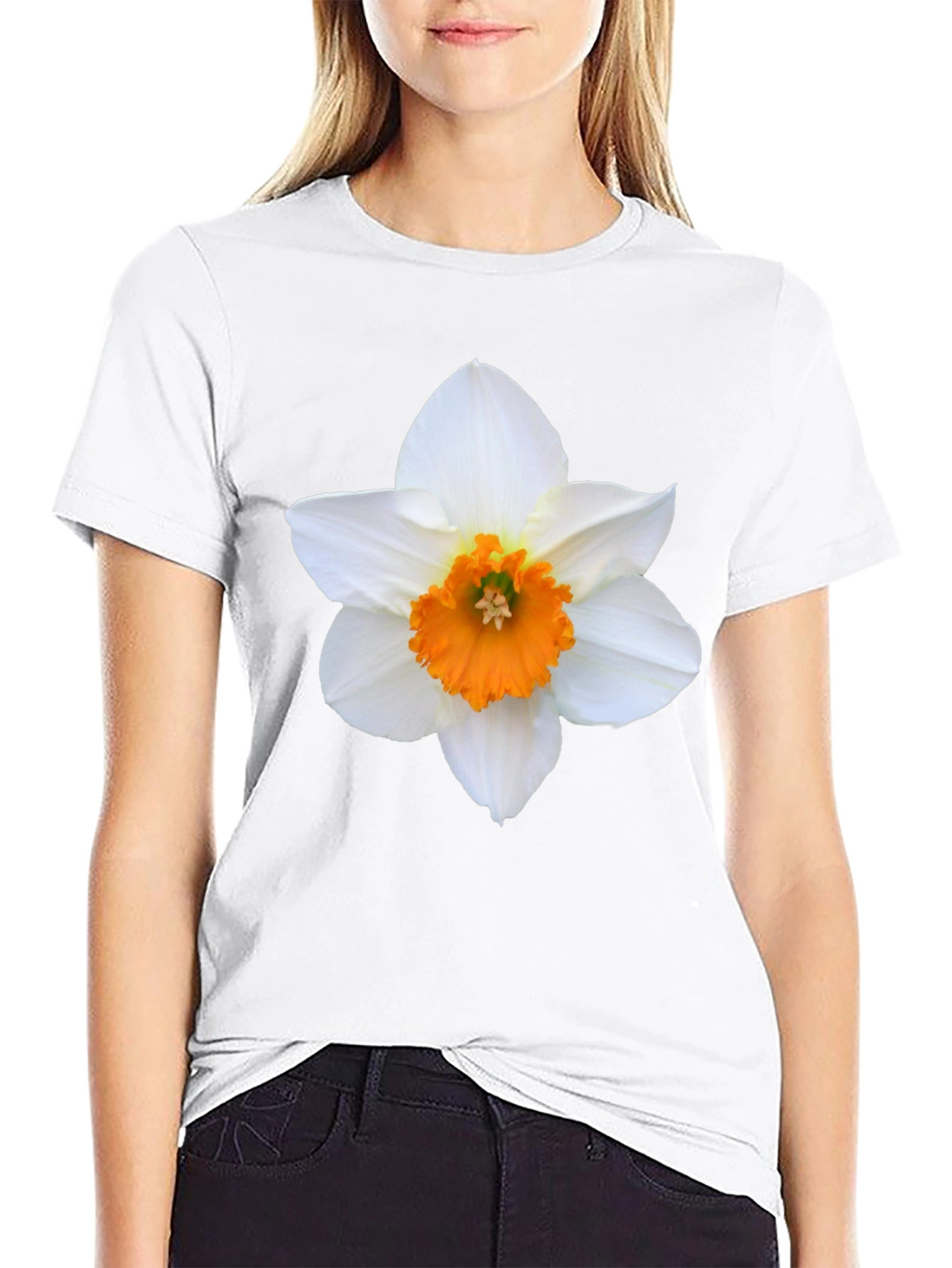 Black Daffodil Graphic Tee - Stylish Floral Design T-Shirt view 9
