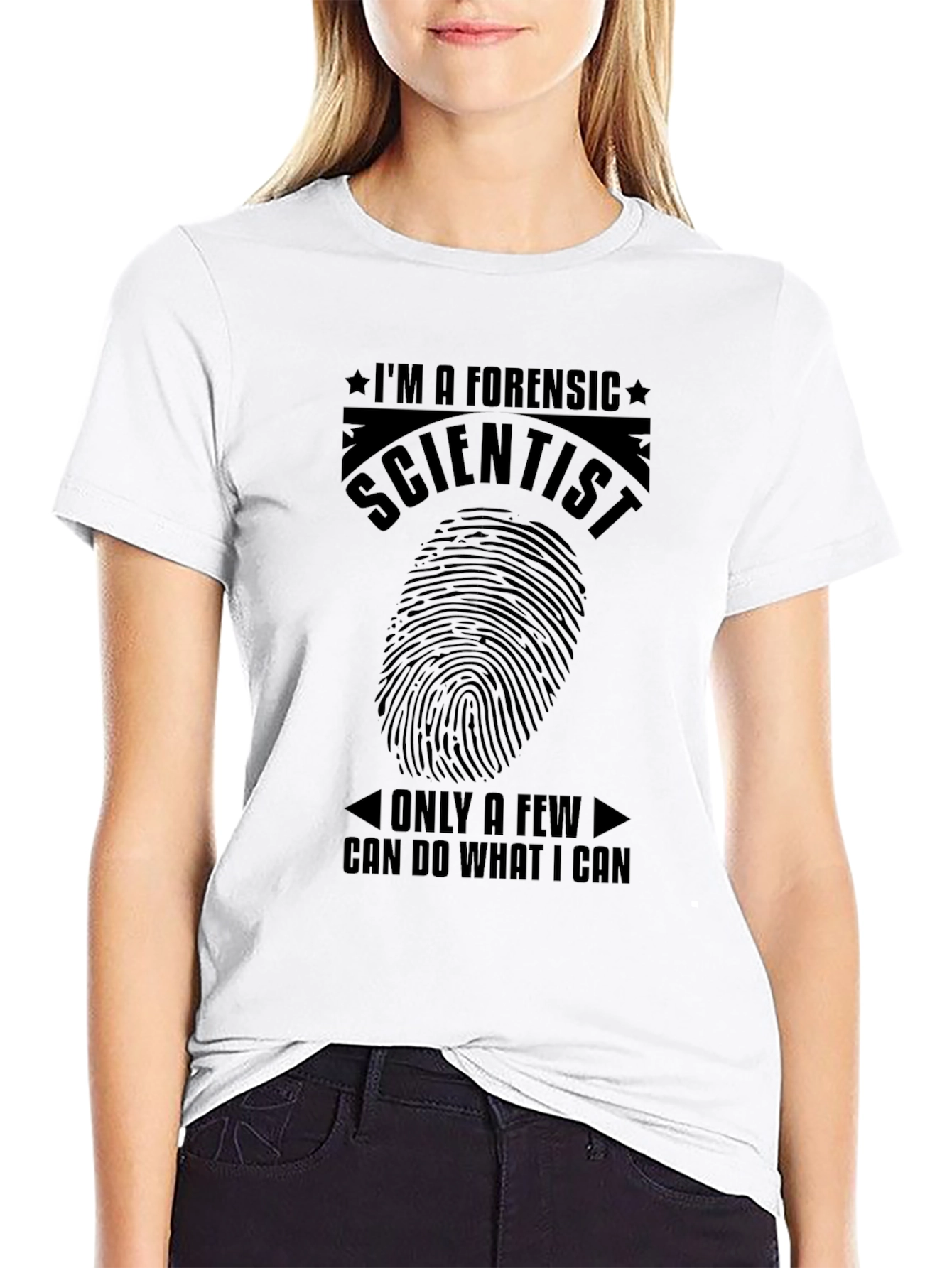 Black Forensic Scientist T-Shirt - Fingerprint Design view 9