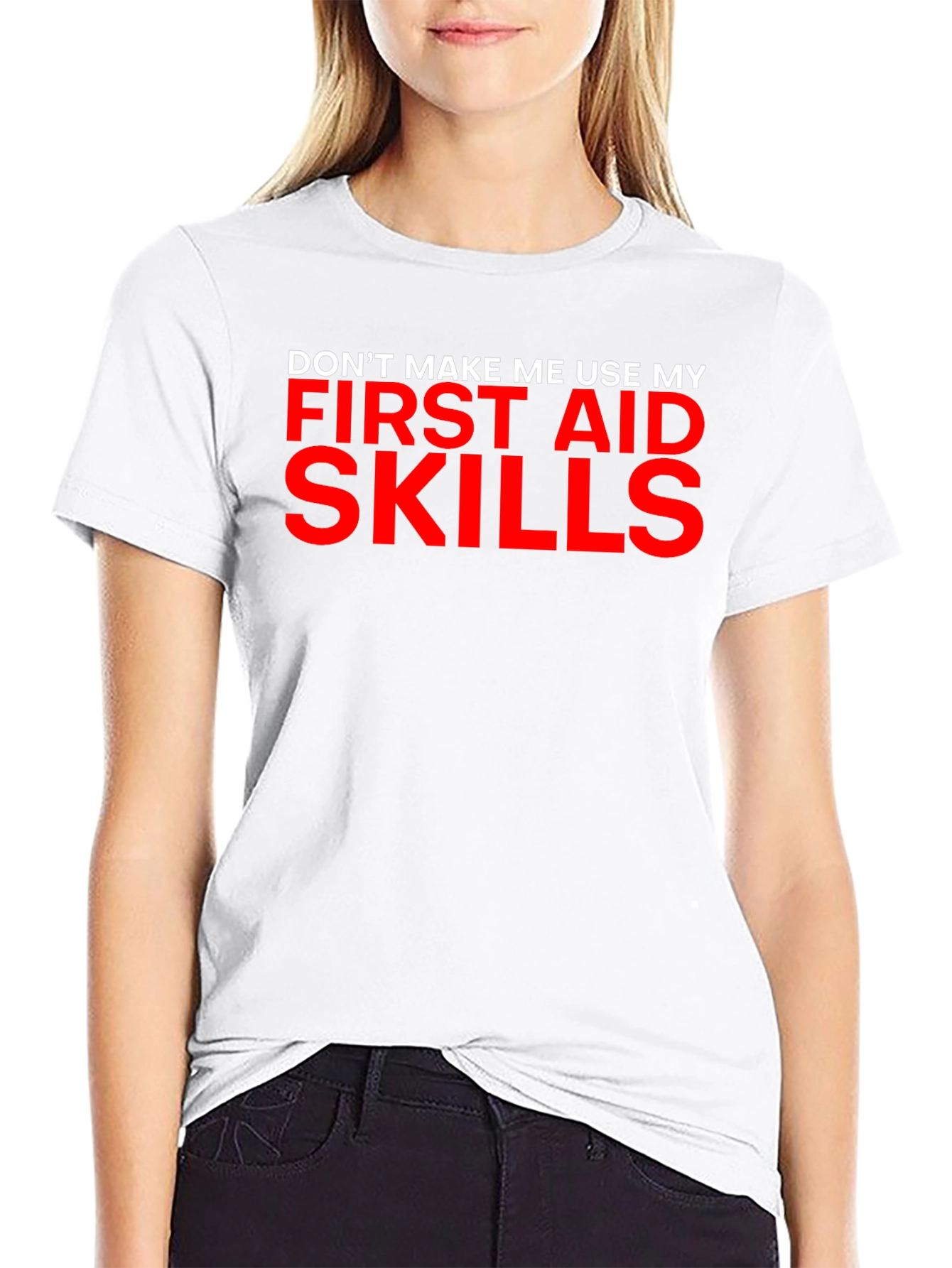 Black Funny First Aid Skills Black T-Shirt view 9