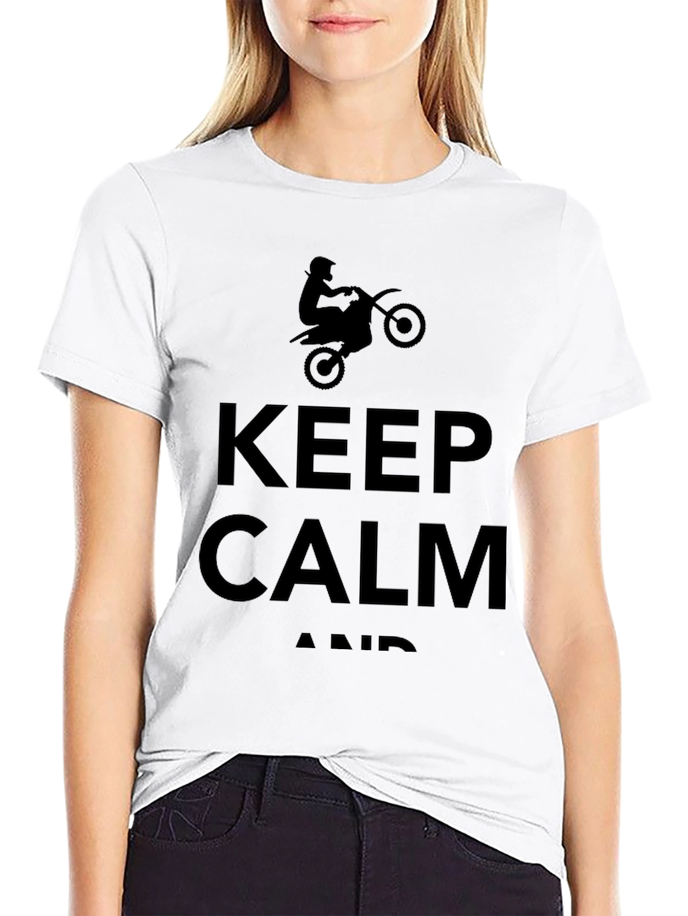 Black Keep Calm Dirt Bike Graphic T-Shirt view 9