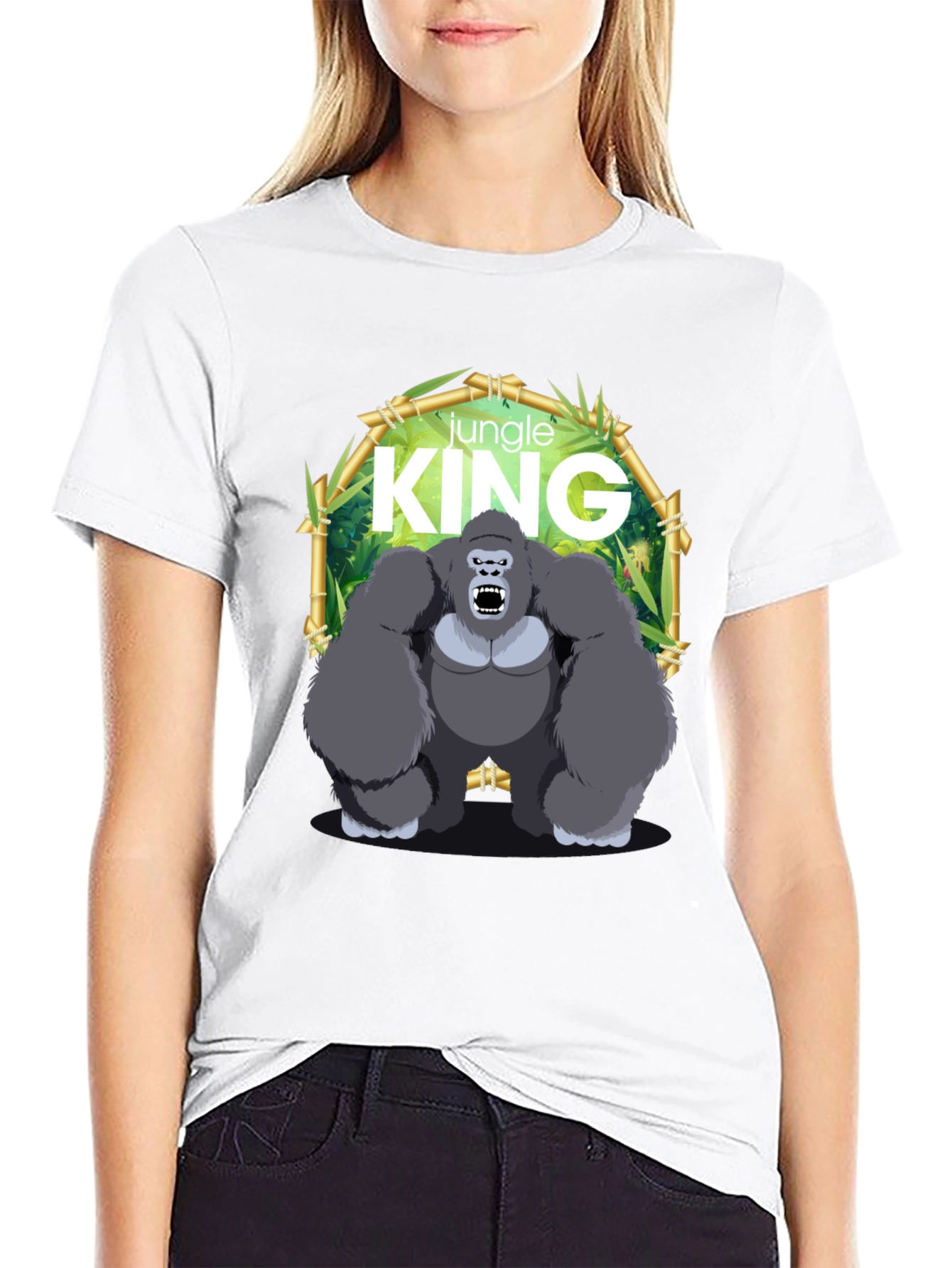 Black Jungle King Gorilla Graphic Black T-Shirt view 9