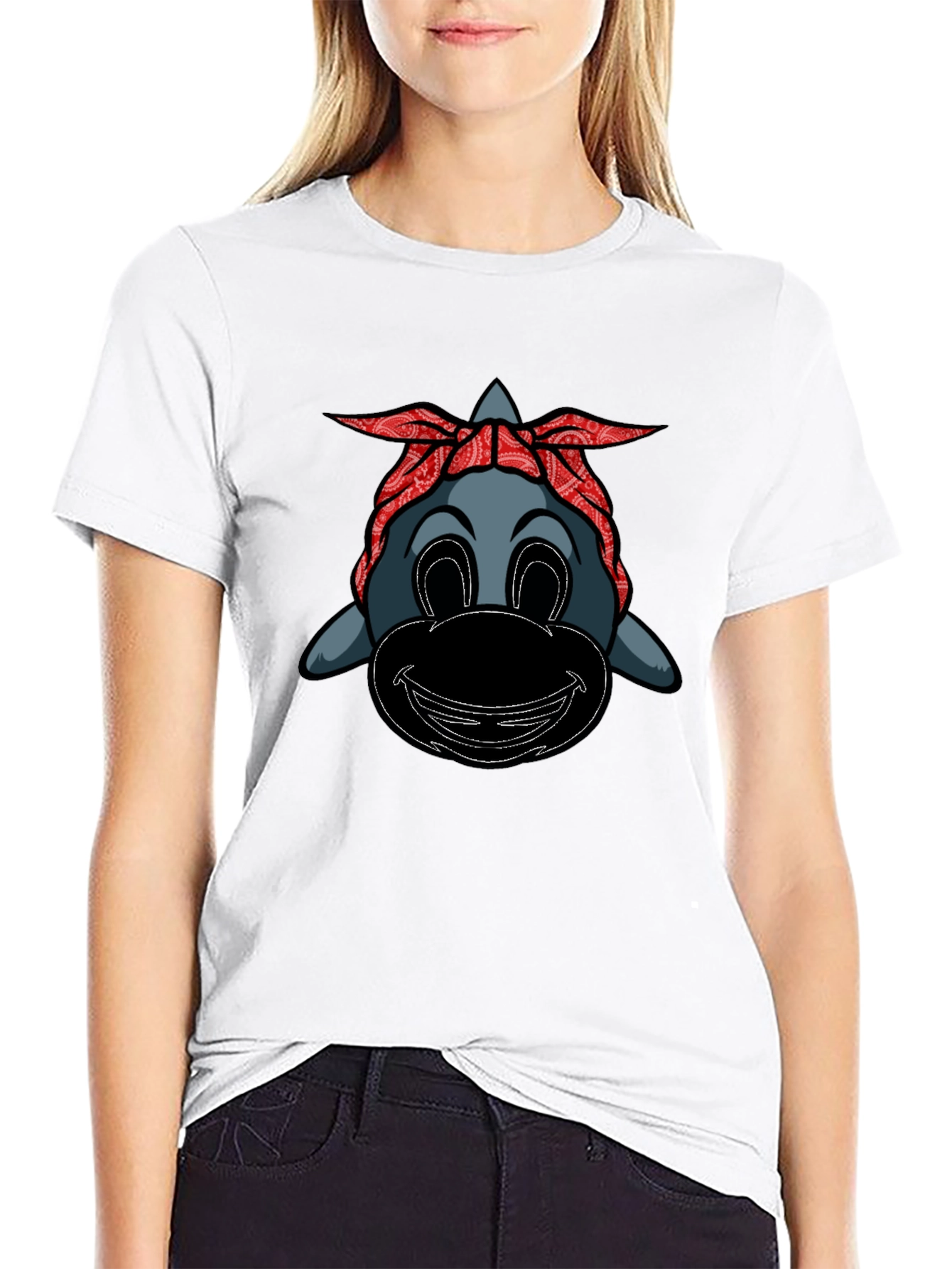 Black Cartoon Gangster Dolphin Graphic Tee view 9