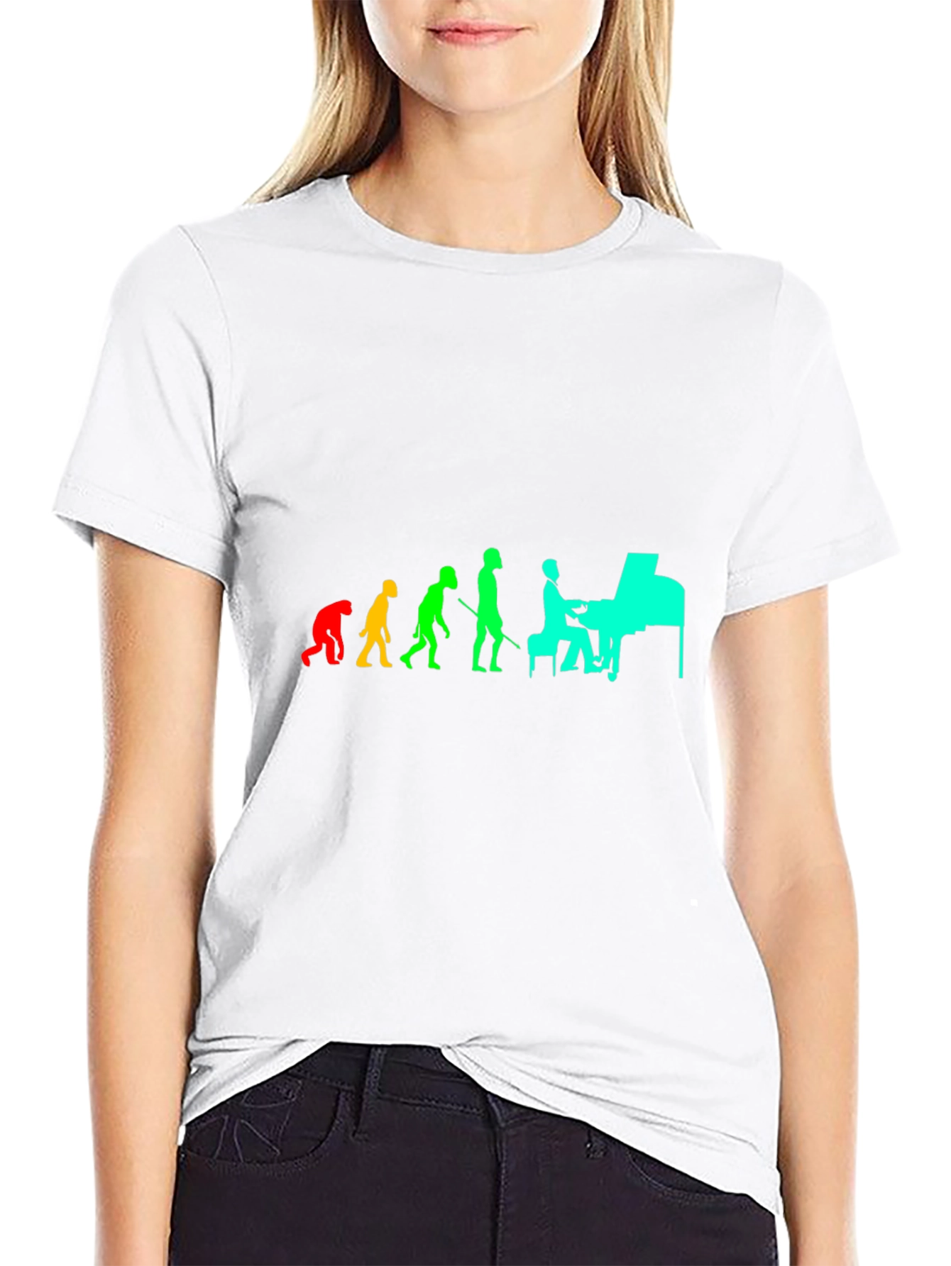 Black Evolution of Piano Player Tee view 9