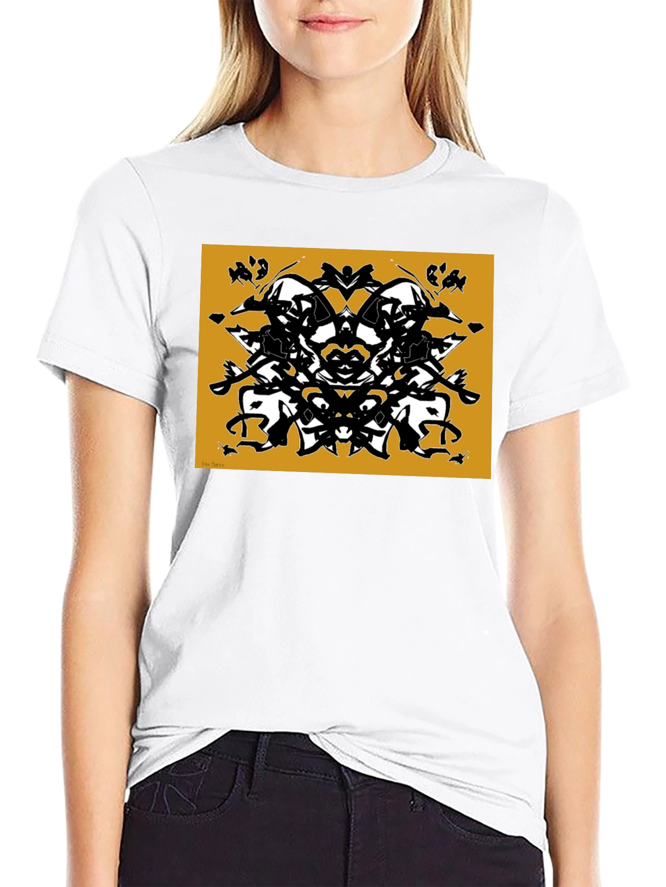 Black Abstract Rorschach Inkblot Graphic Tee view 9
