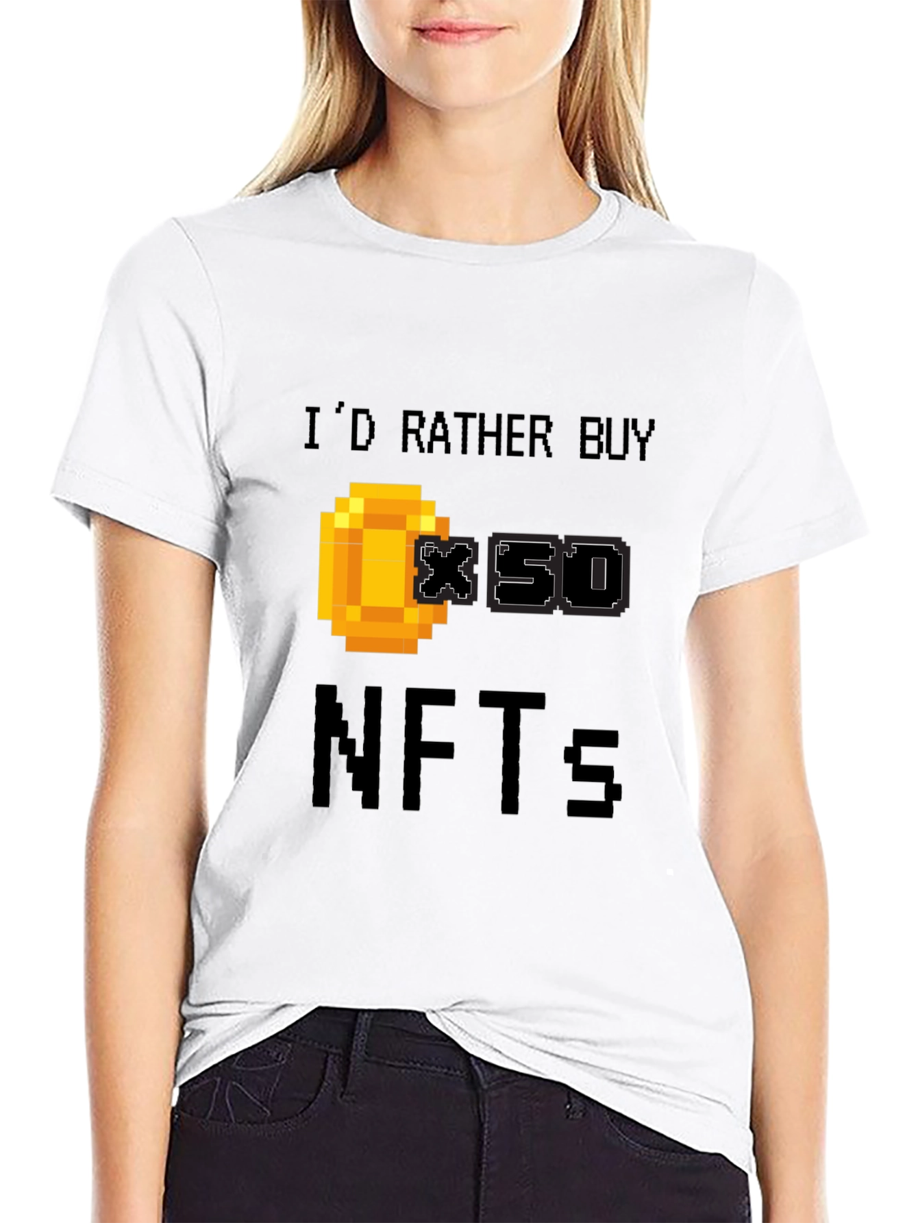 Black I'd Rather Buy x50 NFTs Funny Gamer T-Shirt view 9
