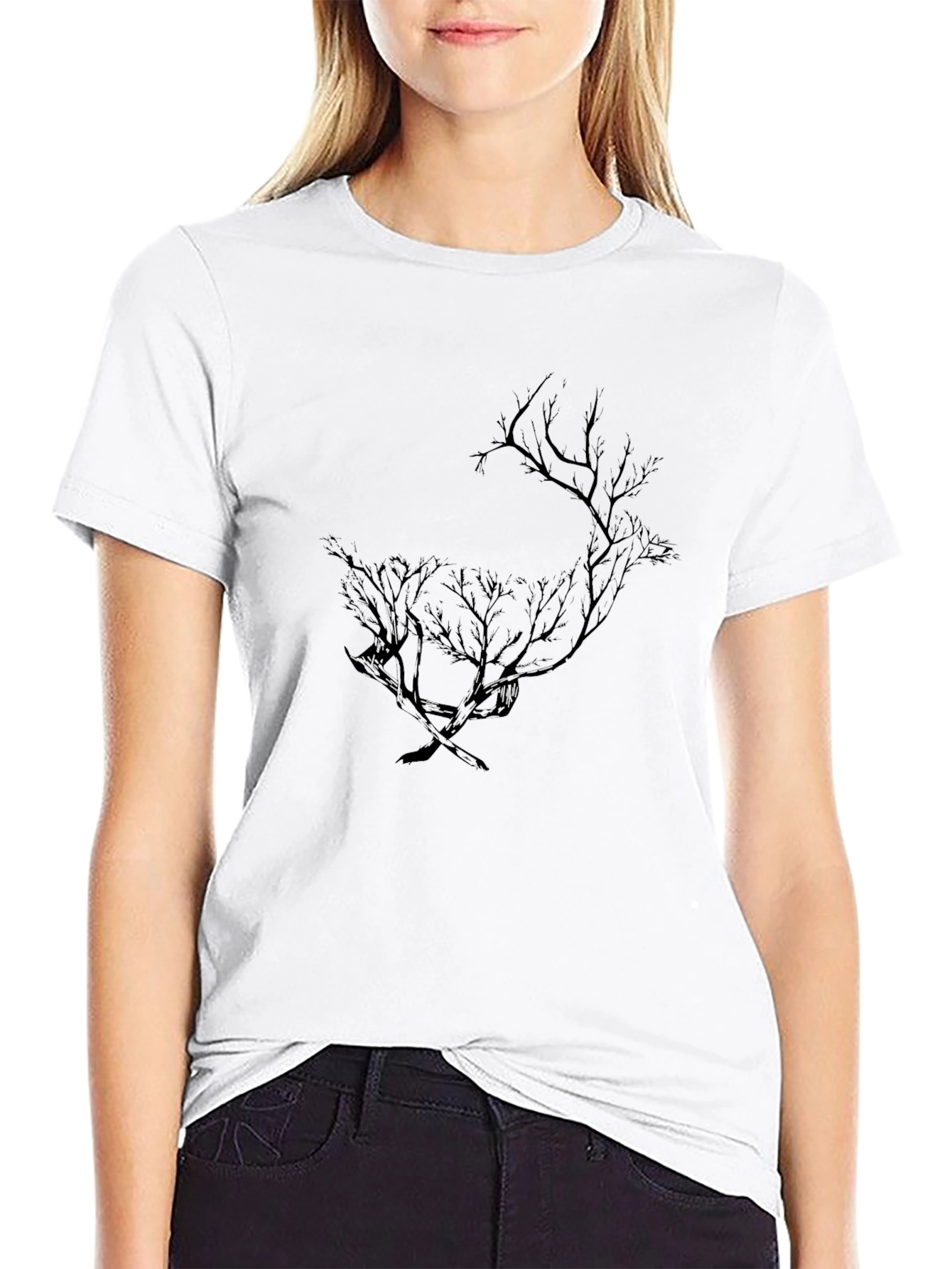Black Men's Black Tree Silhouette Graphic Tee view 9