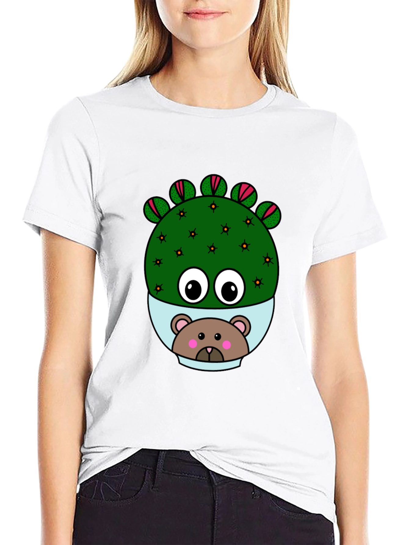 Black Cactus Bear T-Shirt - Unique Graphic Tee view 9