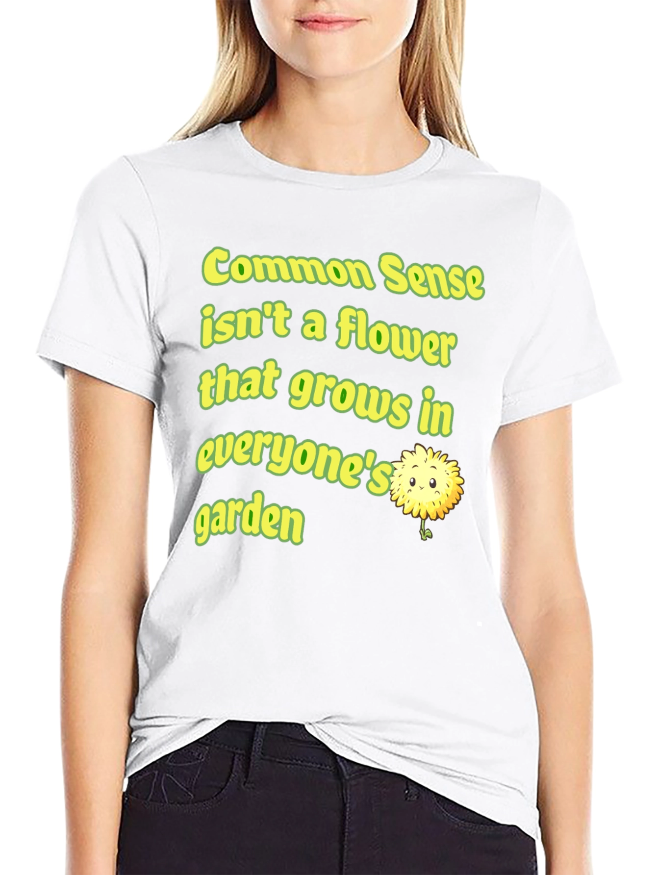 Black Common Sense Flower Graphic Tee view 9