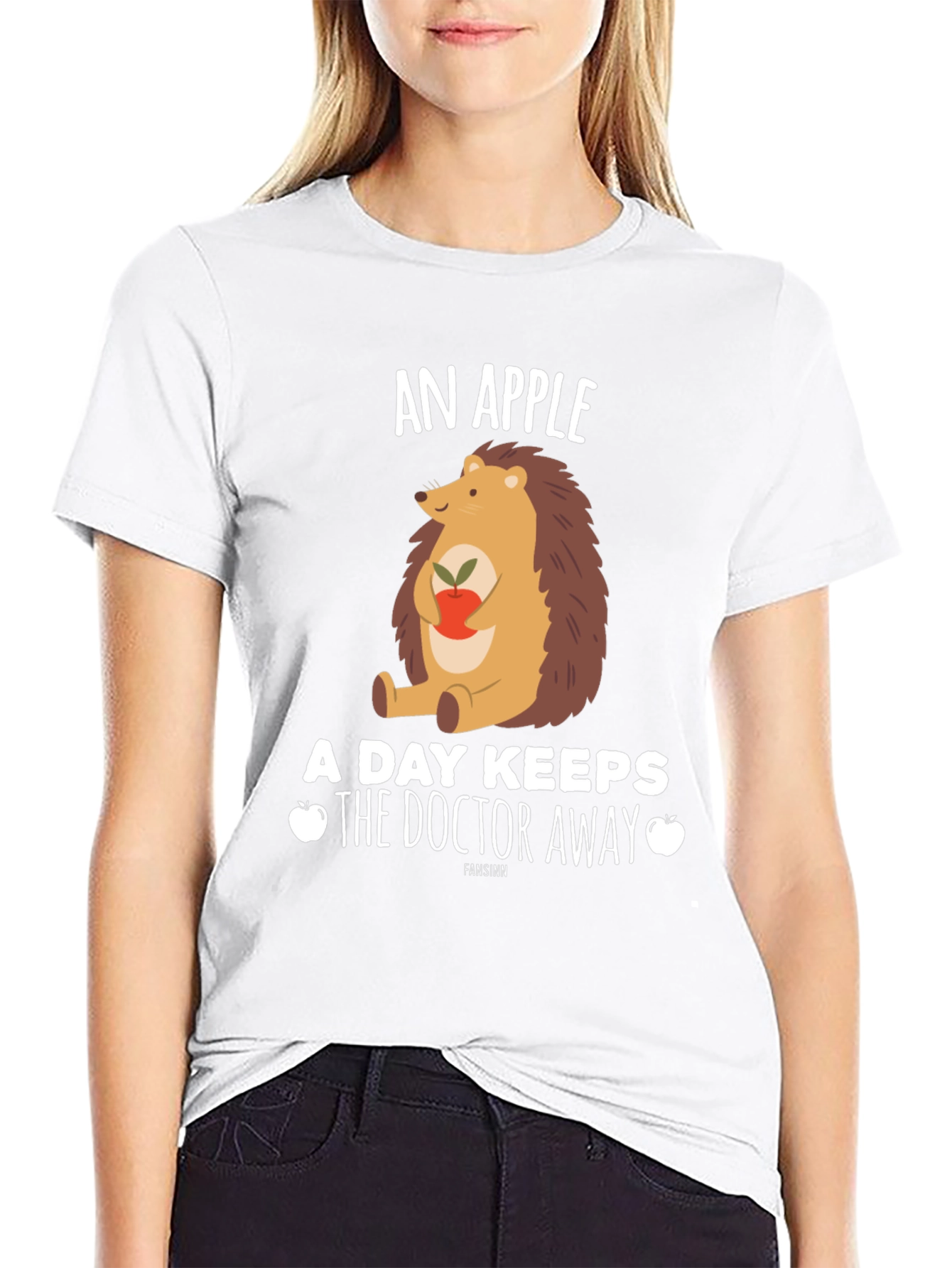 Black An Apple a Day Hedgehog T-Shirt view 9