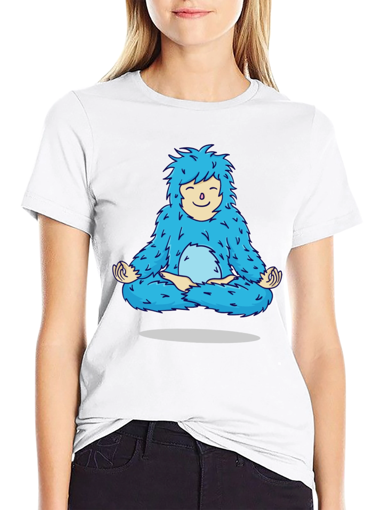 Zen Yeti T-Shirt - Meditating Blue Monster Tee - 9