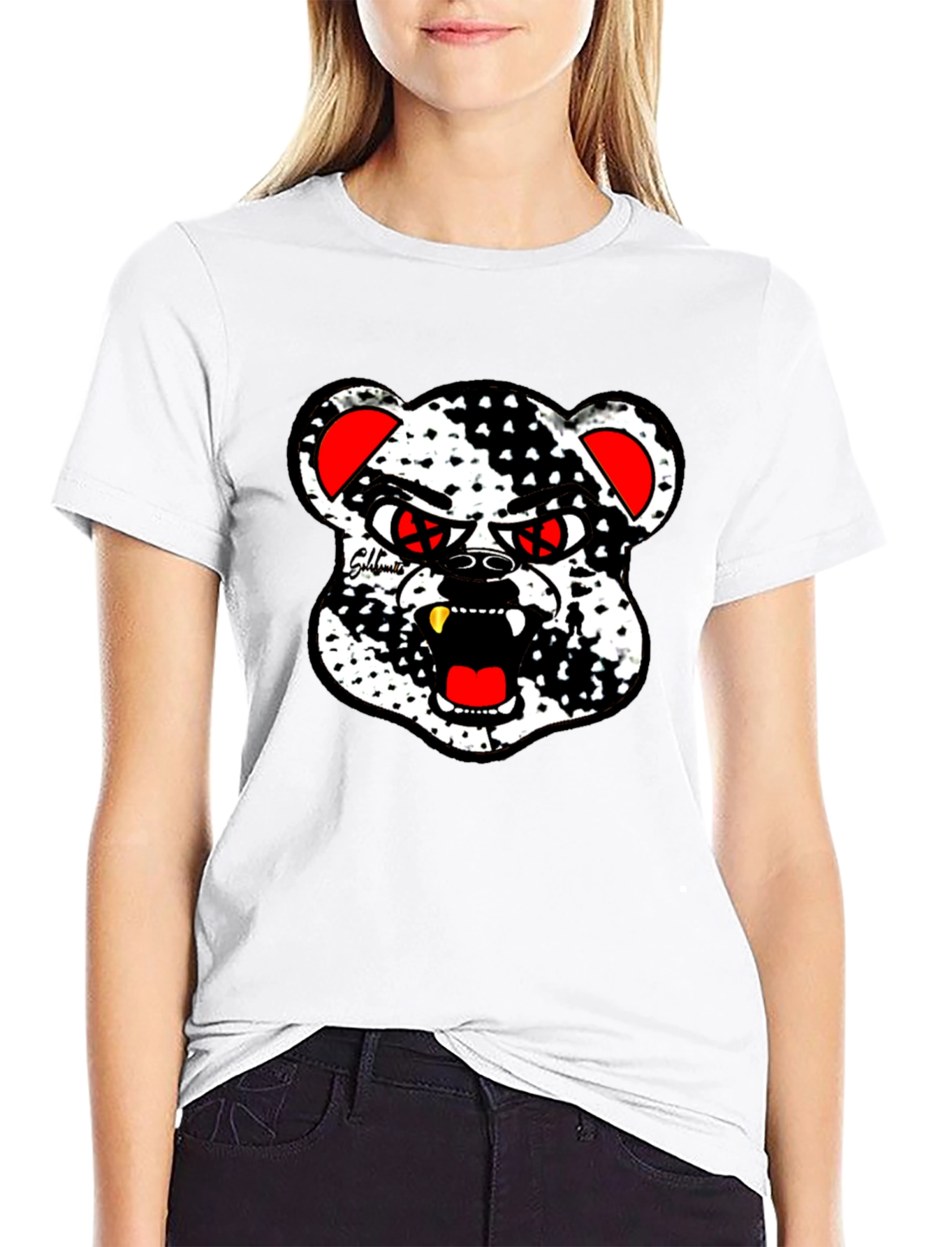 Black Edgy Bear Graphic Black T-Shirt view 9